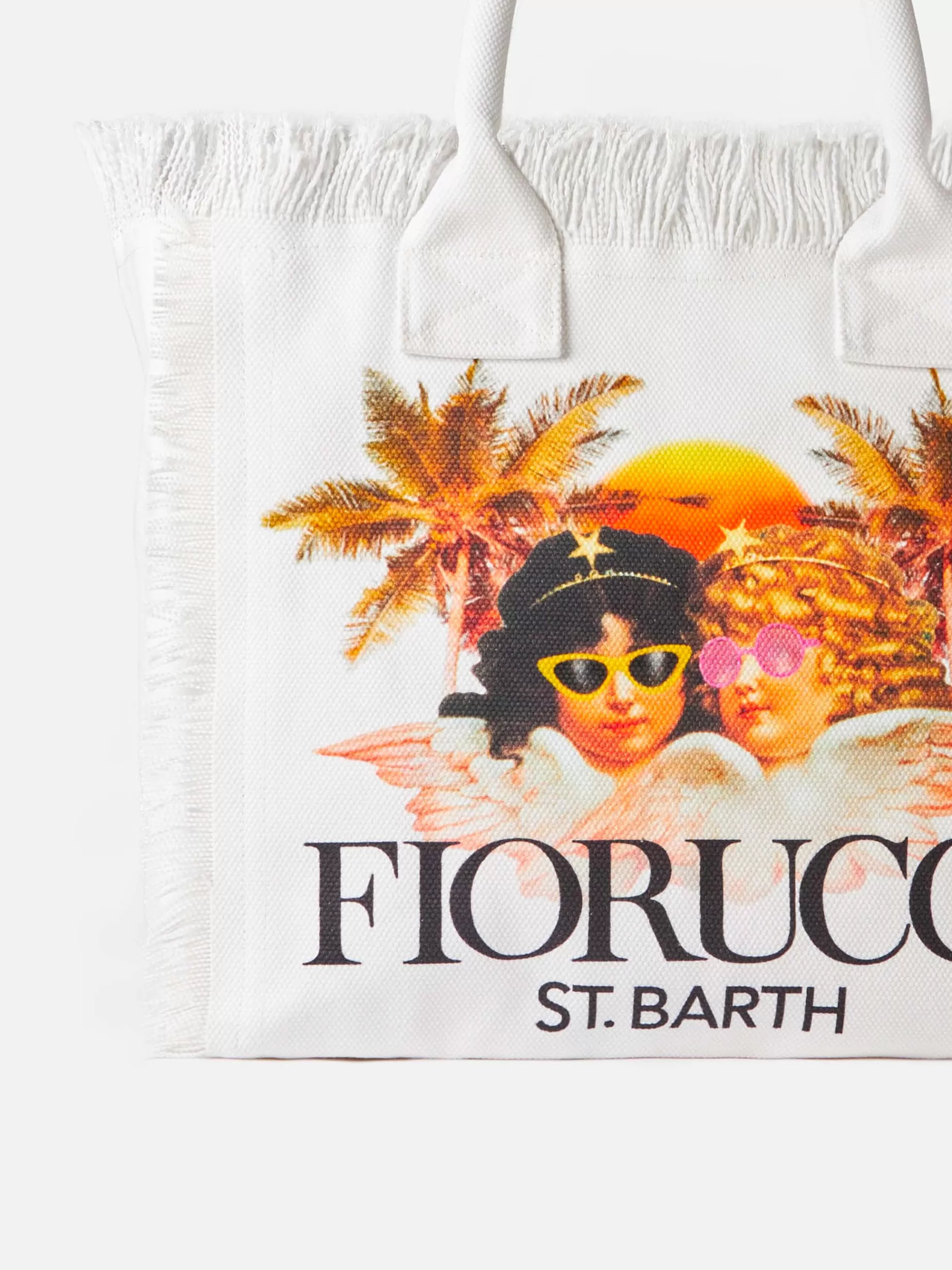 Flash Sale Borsa a spalla Vanity in canvas bianco con stampa angeli Fiorucci | FIORUCCI SPECIAL EDITION Donna Borse A Spalla | Borse A Spalla