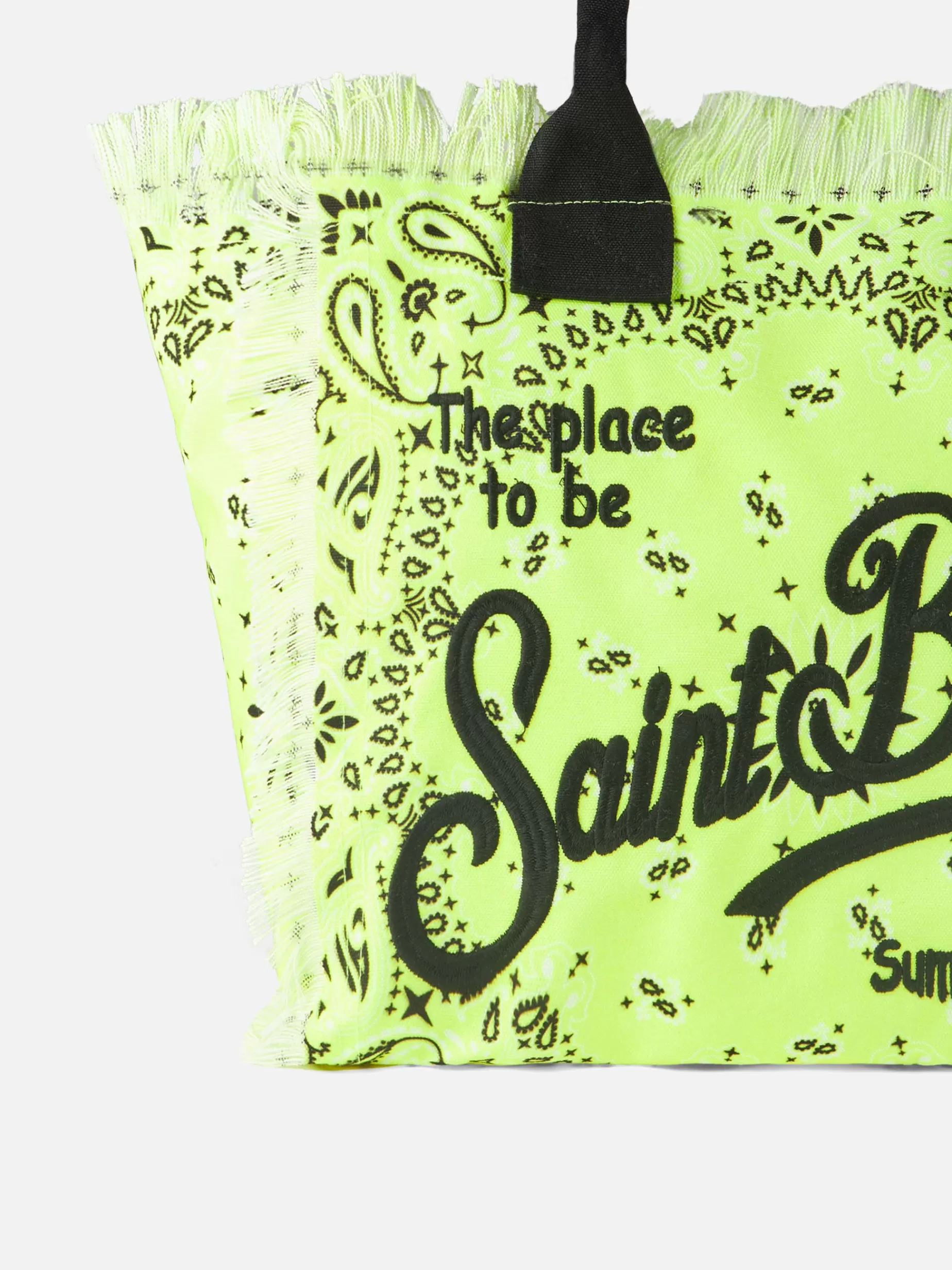 Outlet Borsa a spalla Vanity in canvas con stampa bandana giallo fluo Donna Borse A Spalla | Borse A Spalla