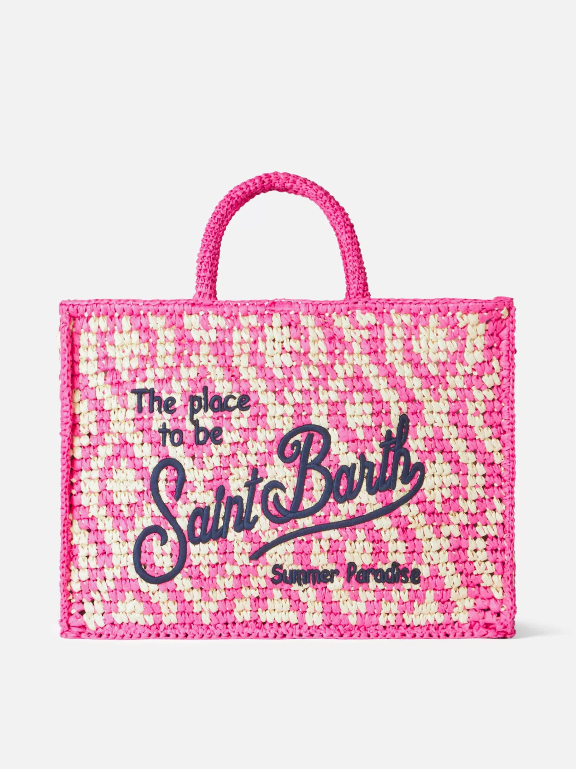 Online Borsa a spalla Vanity in rafia con ricamo Saint Barth Donna Borse A Spalla | Borse A Spalla