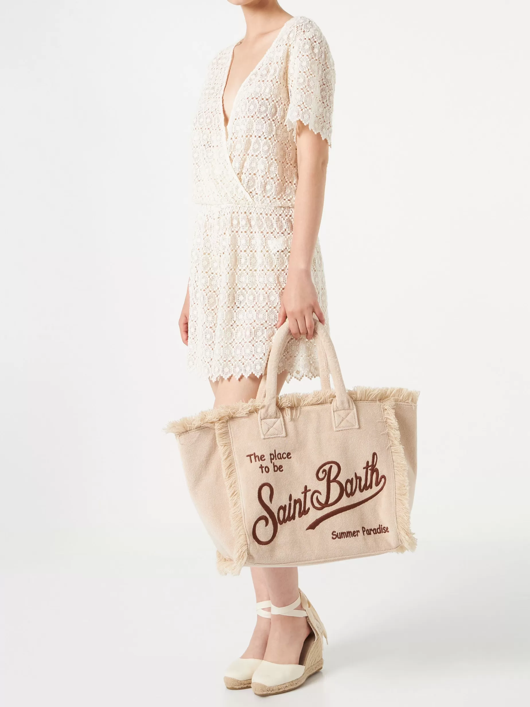 Best Sale Borsa a spalla Vanity in spugna con logo Saint Barth Donna Borse A Spalla | Borse A Spalla