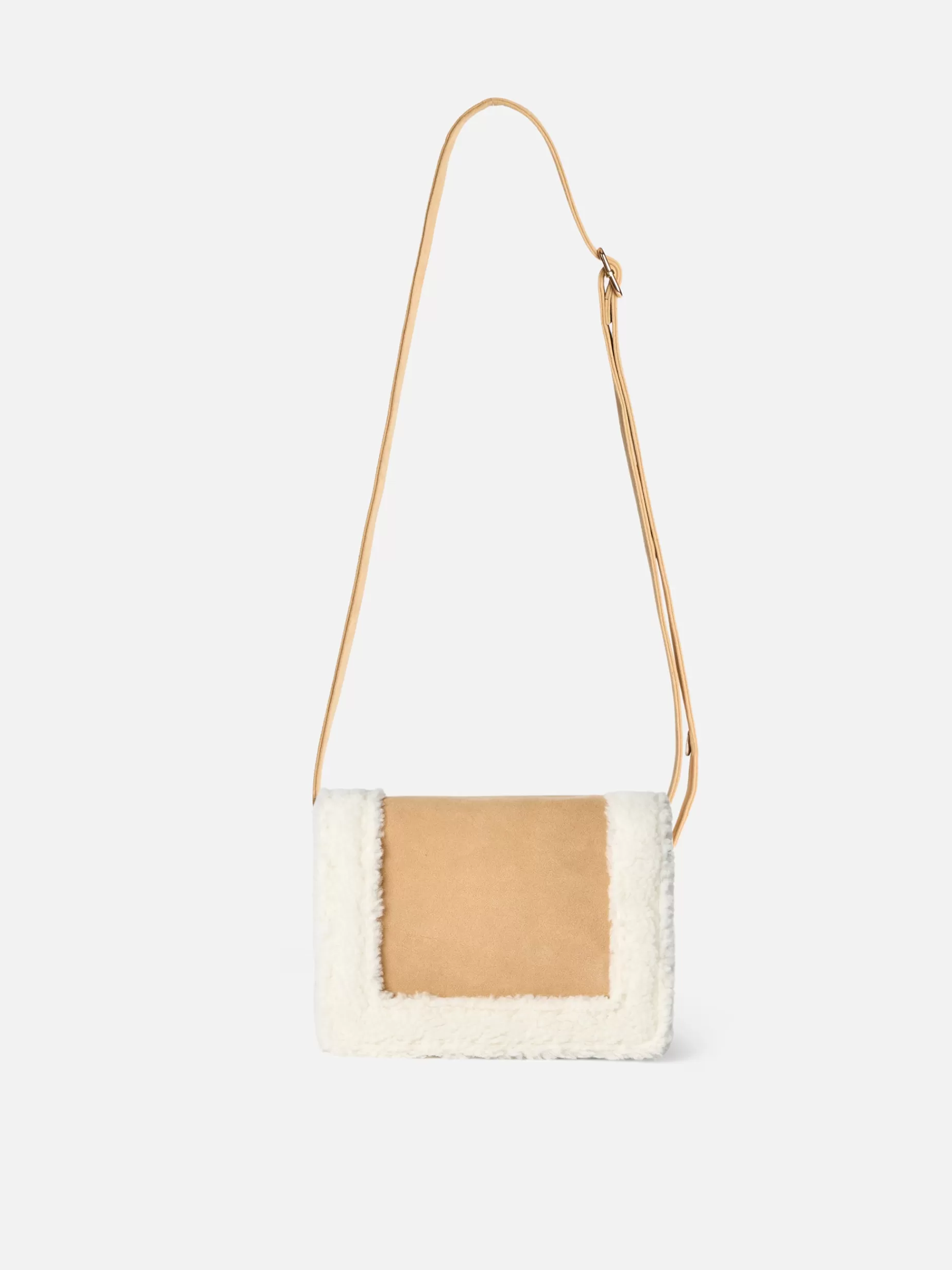 Best Sale Borsa a tracolla effetto montone cammello con dettagli in montone Donna Pouch & Borse A Tracolla | Pouch & Borse A Tracolla