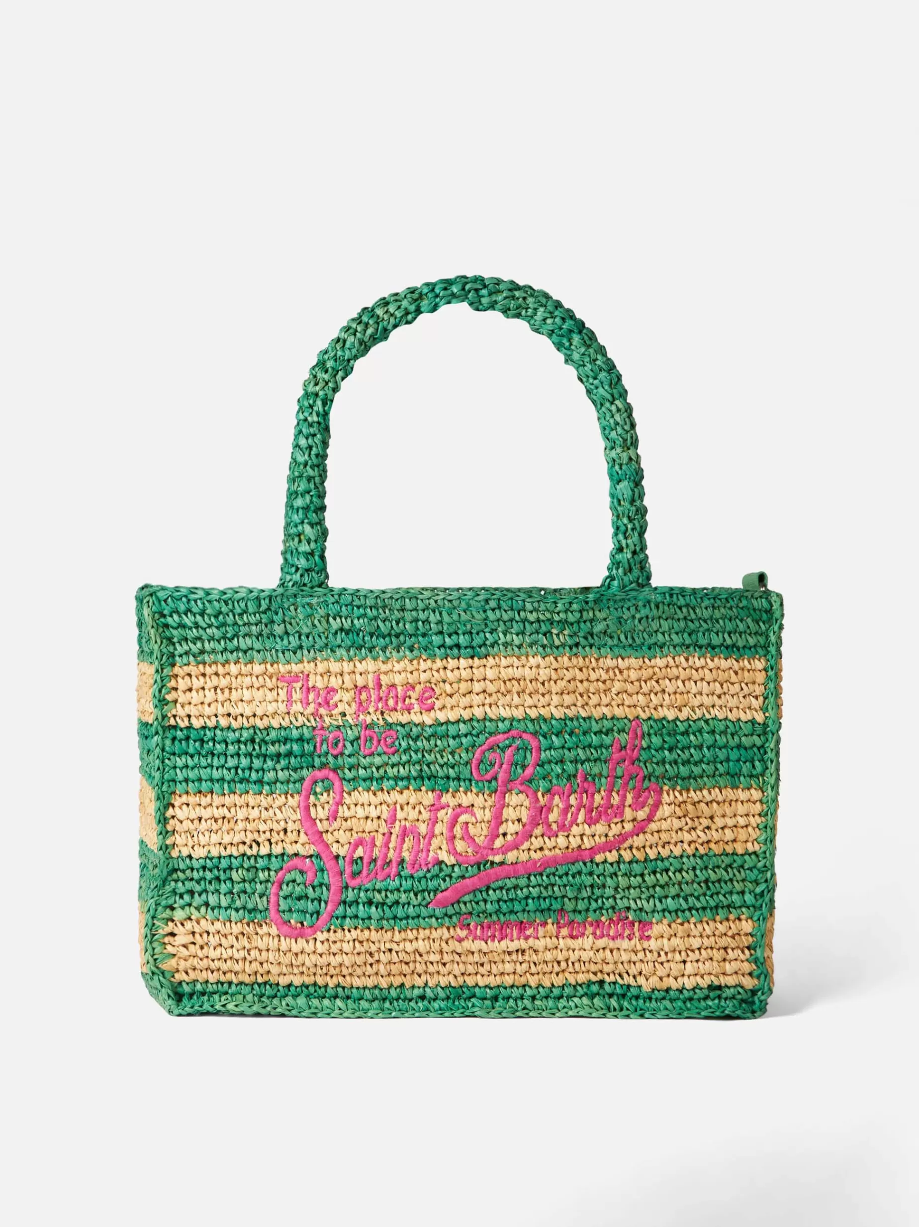 Best Borsa Colette in rafia a righe bianche e verdi Donna Borse A Mano | Borse A Mano