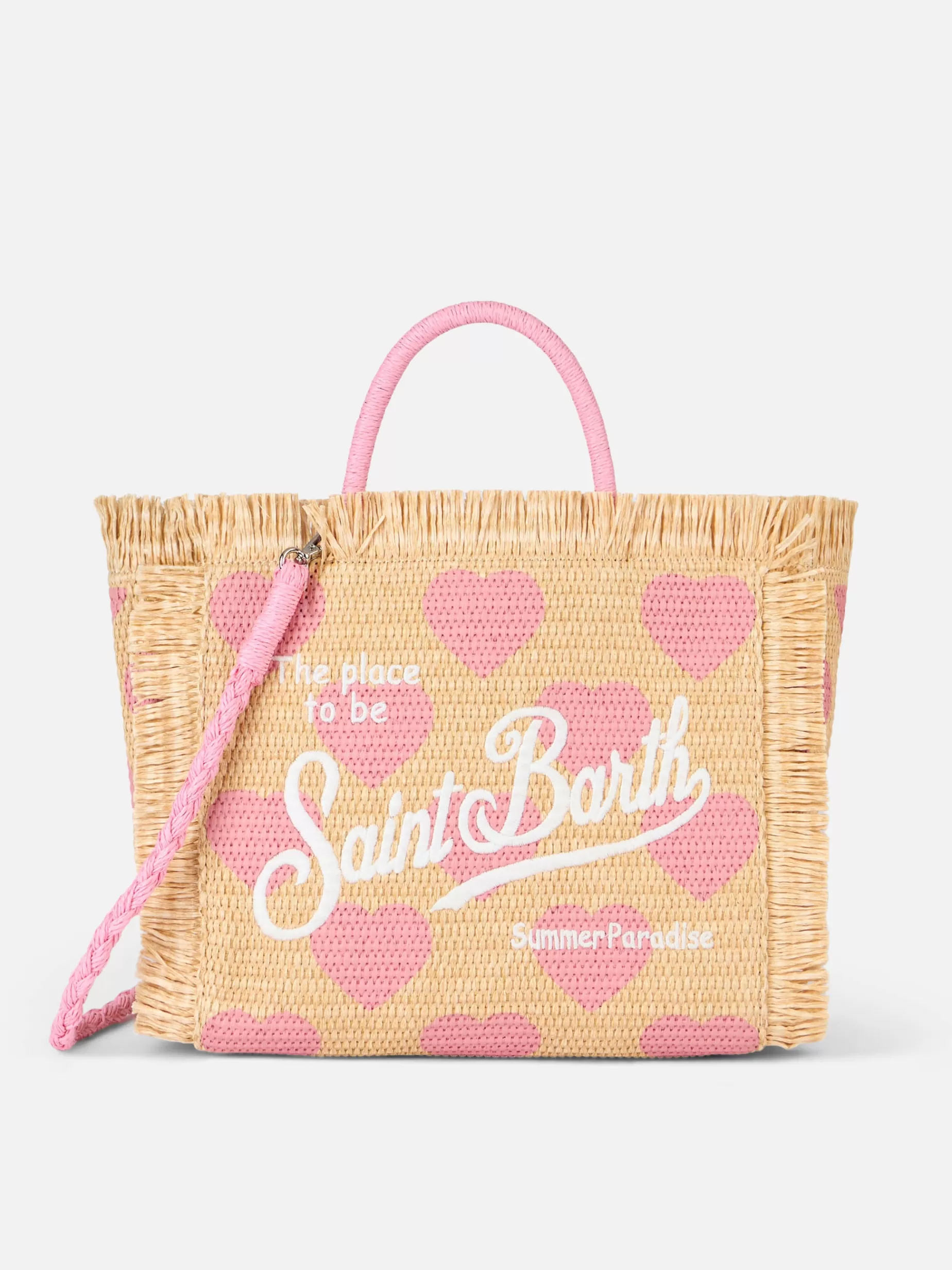 Best Borsa Colette Raffia beige naturale con ricamo a cuori Donna Borse A Mano | Borse A Mano