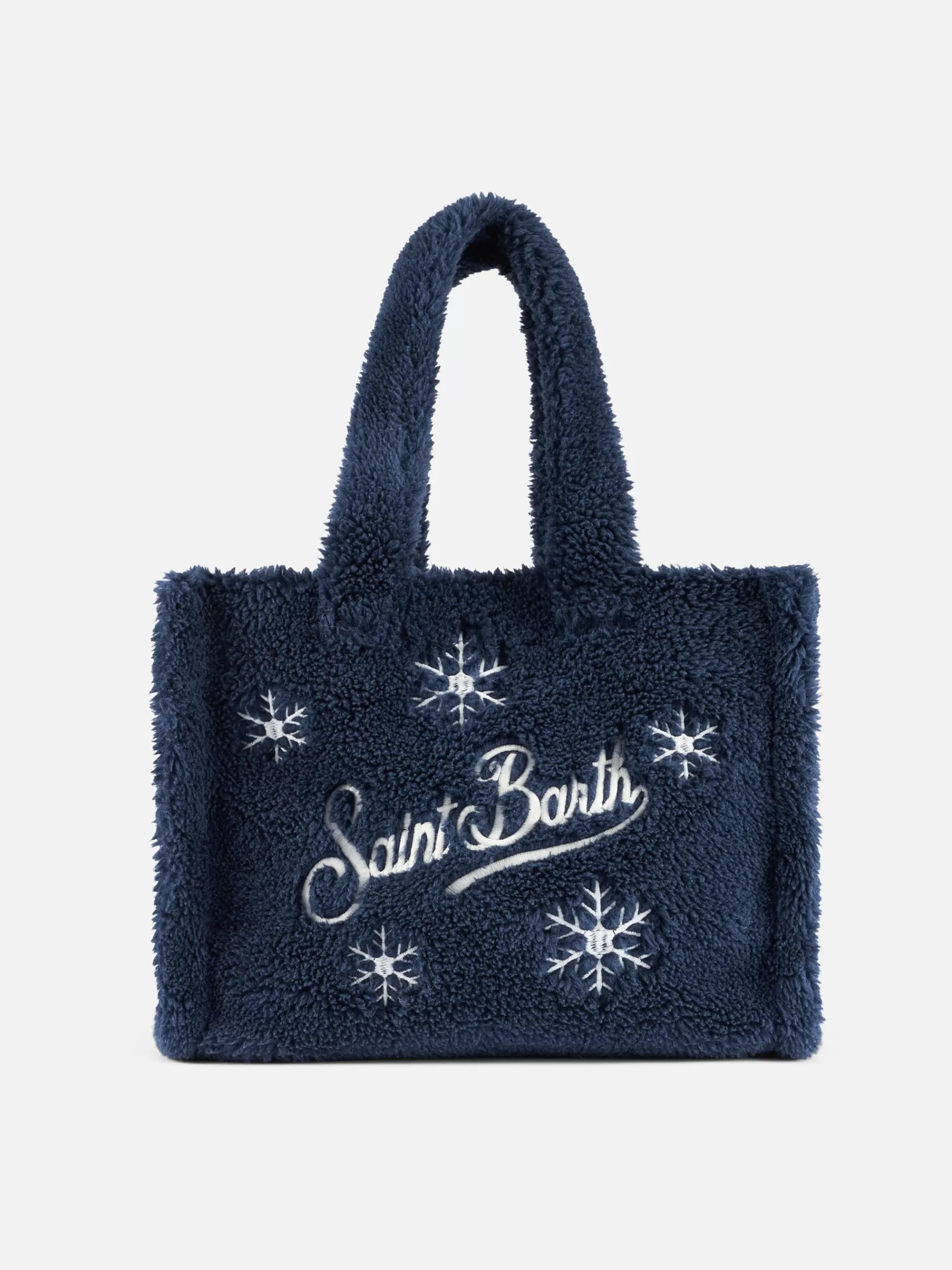 Flash Sale Borsa morbida in teddy blu con fiocchi di neve Donna Borse A Spalla | Borse A Spalla