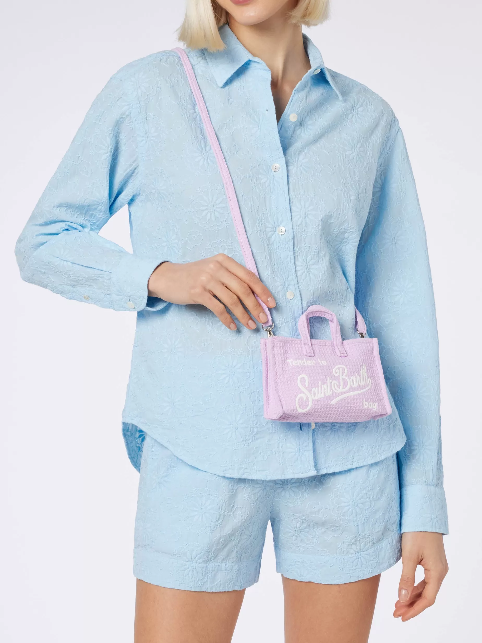 Cheap Borsa per cellulare in tessuto di cotone waffle lilla Donna Pouch & Borse A Tracolla | Pouch & Borse A Tracolla