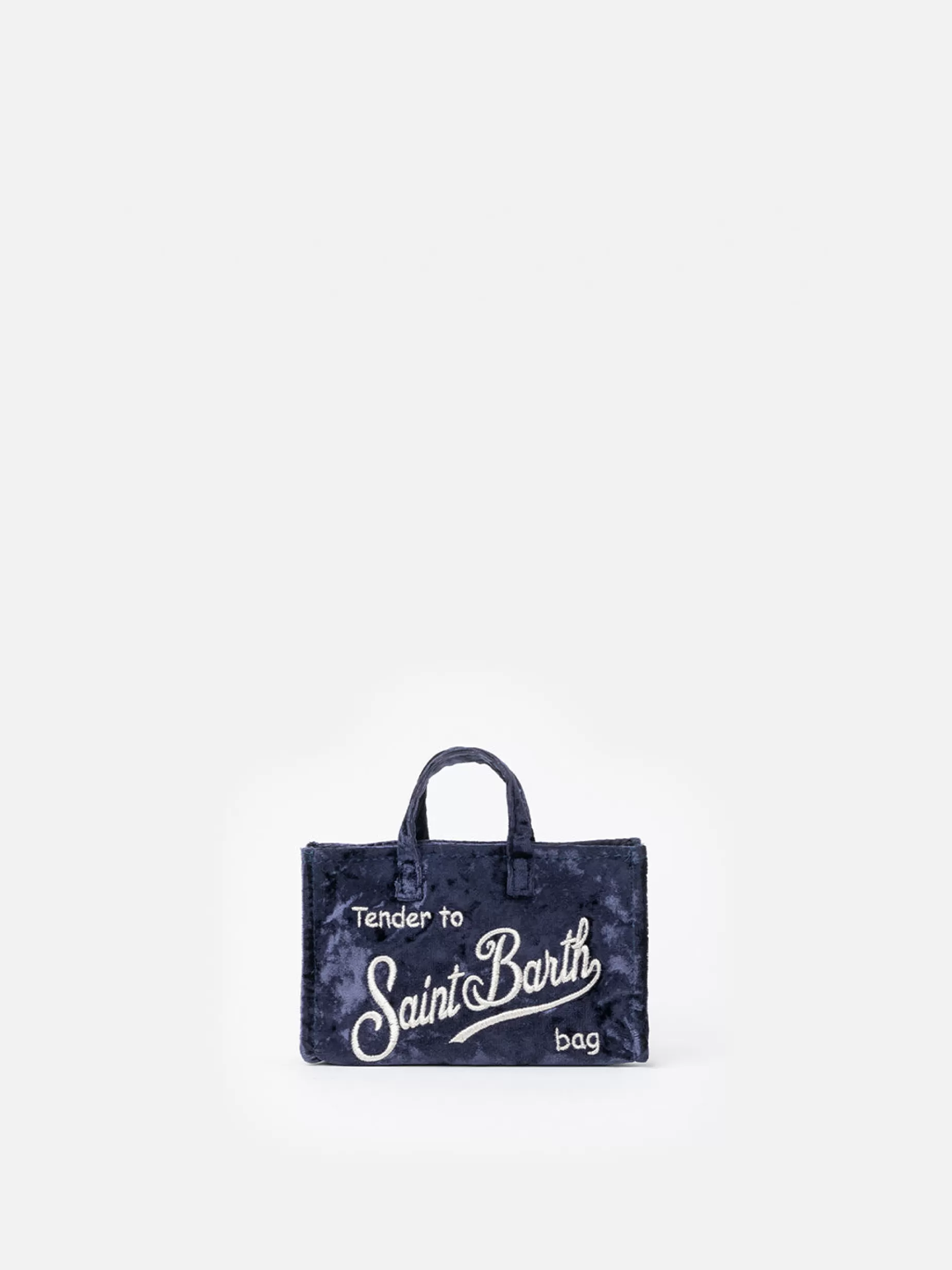 Best Sale Borsa per telefono in ciniglia blu navy con ricamo del logo Saint Barth Donna Micro Borse | Micro Borse