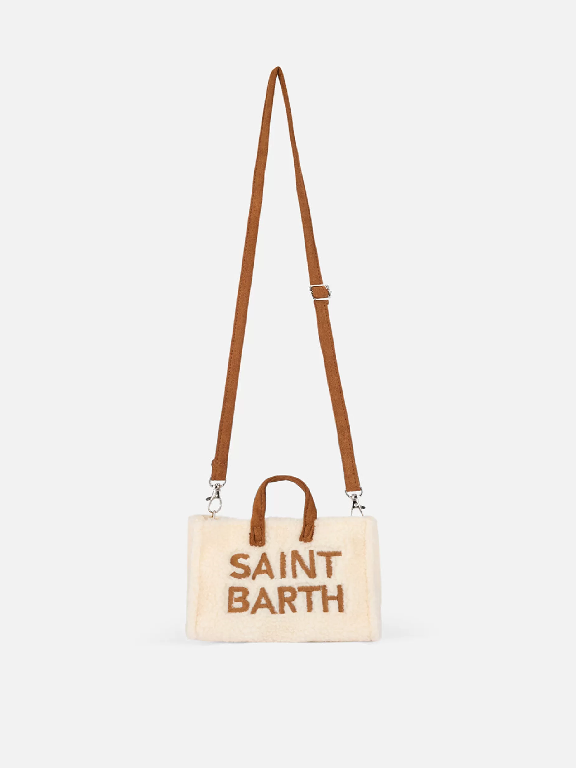 Store Borsa per telefono in tessuto teddy bianco con ricamo del logo Saint Barth Donna Micro Borse | Micro Borse