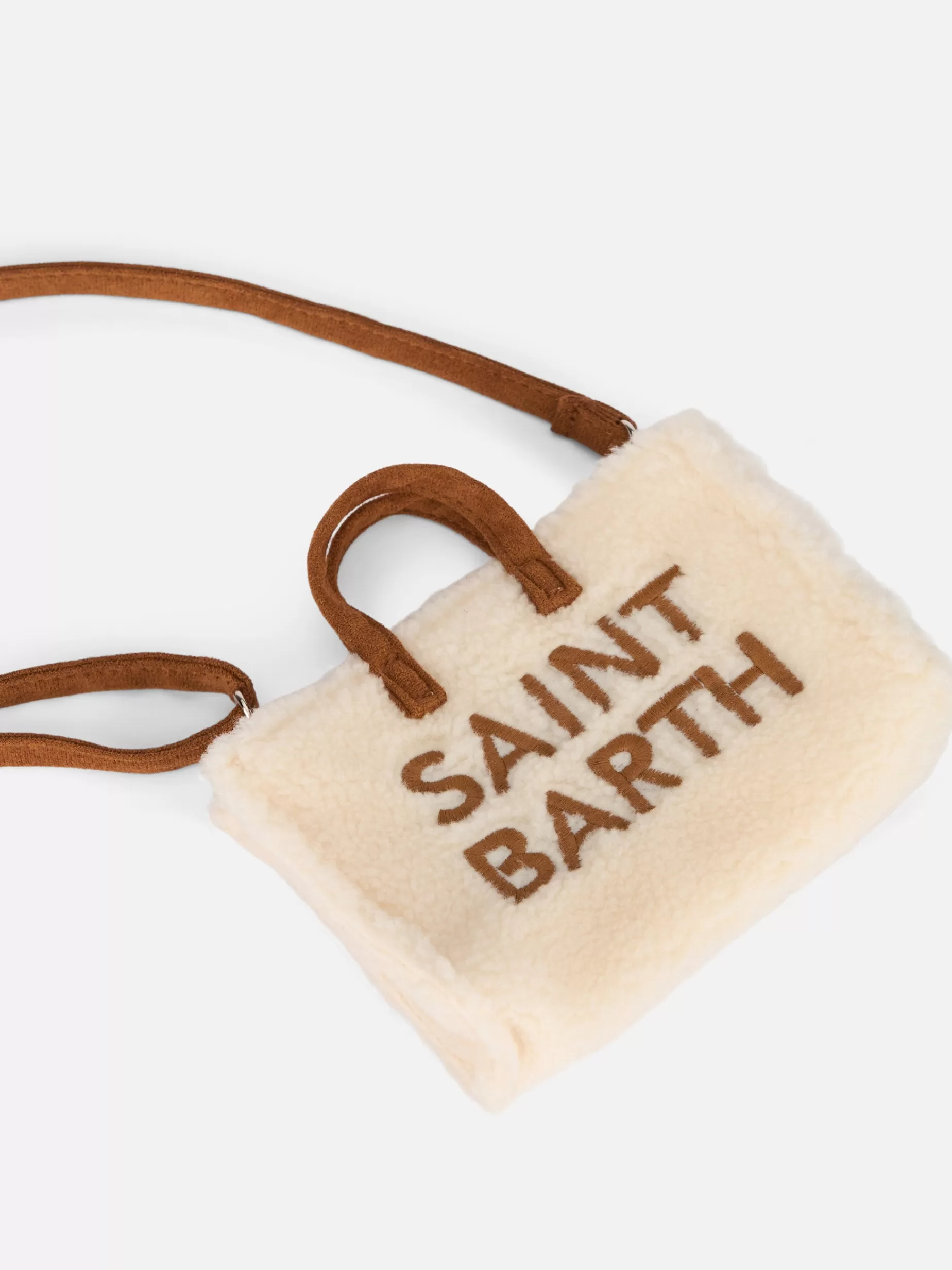 Store Borsa per telefono in tessuto teddy bianco con ricamo del logo Saint Barth Donna Micro Borse | Micro Borse