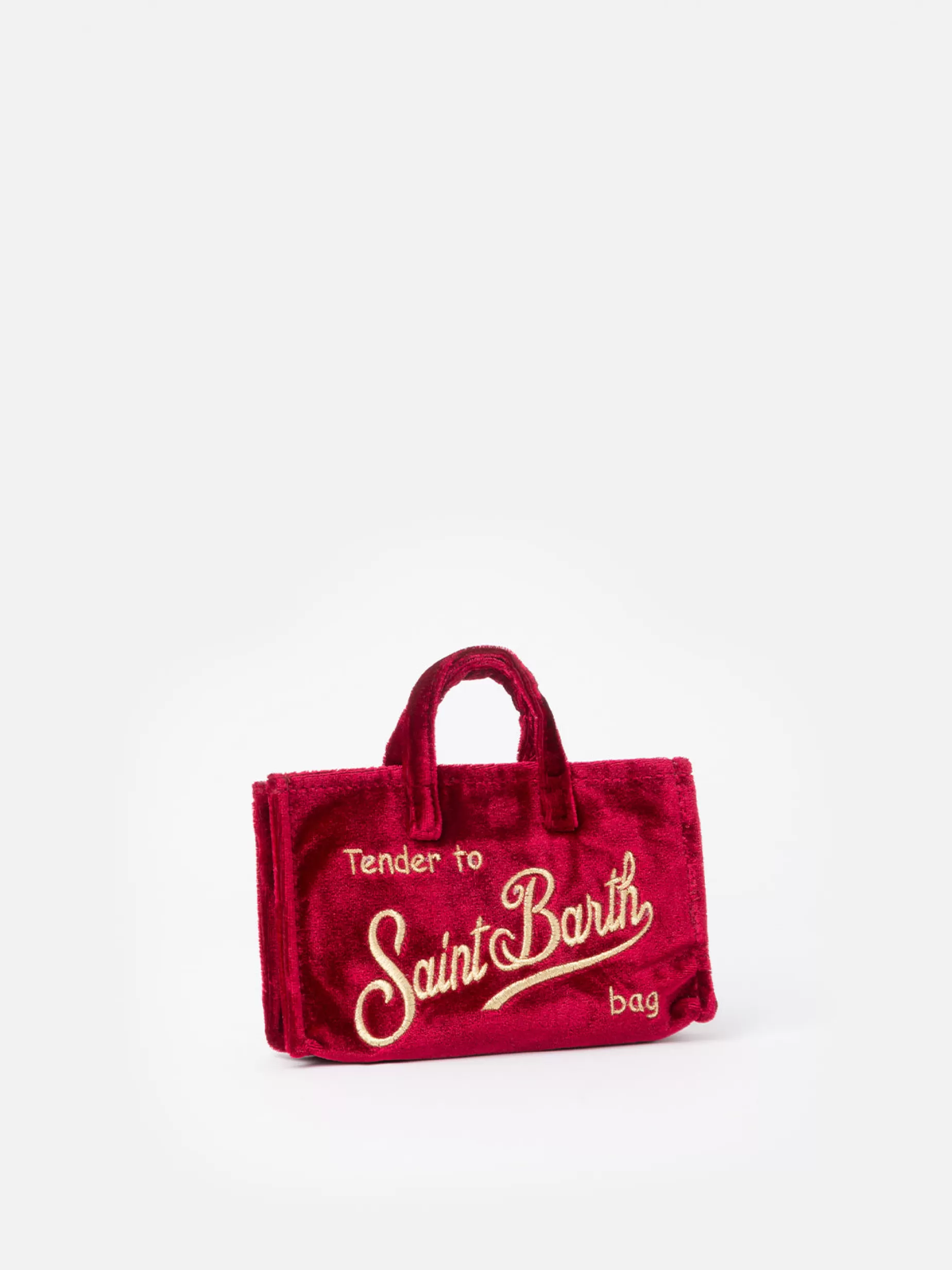 Hot Borsa per telefono in velluto bordeaux con ricamo del logo Saint Barth Donna Pouch & Borse A Tracolla | Pouch & Borse A Tracolla