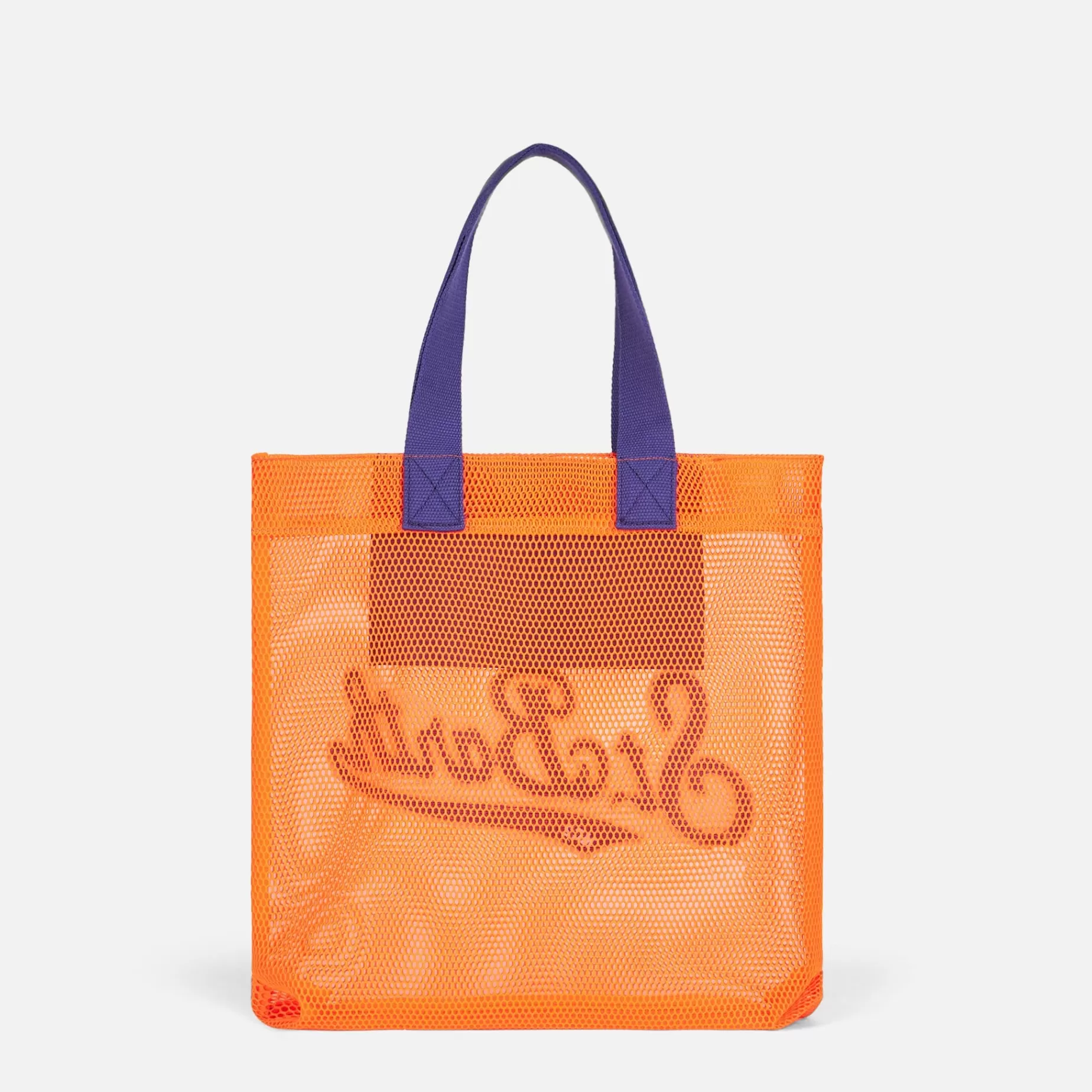 Best Sale Borsa shopper in rete arancione con ricamo frontale in spugna Donna Borse A Spalla | Borse A Spalla
