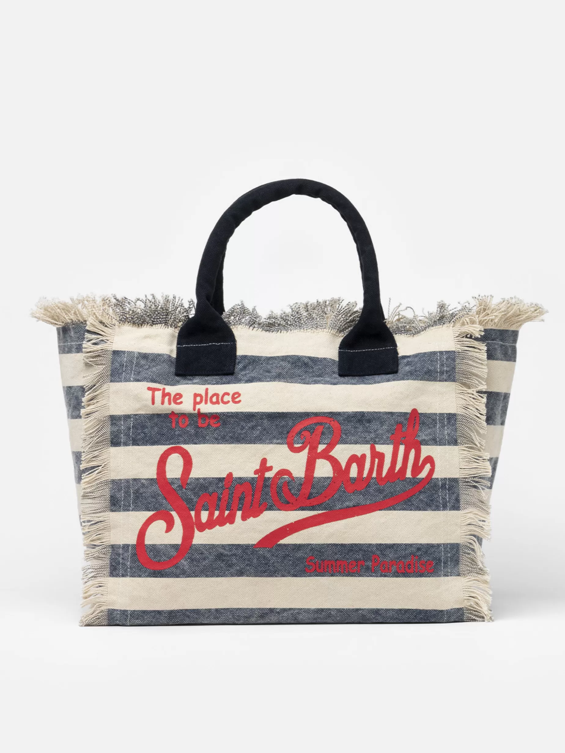 Hot Borsa tote Vanity in tela di cotone a righe blu Donna Borse A Spalla | Borse A Spalla