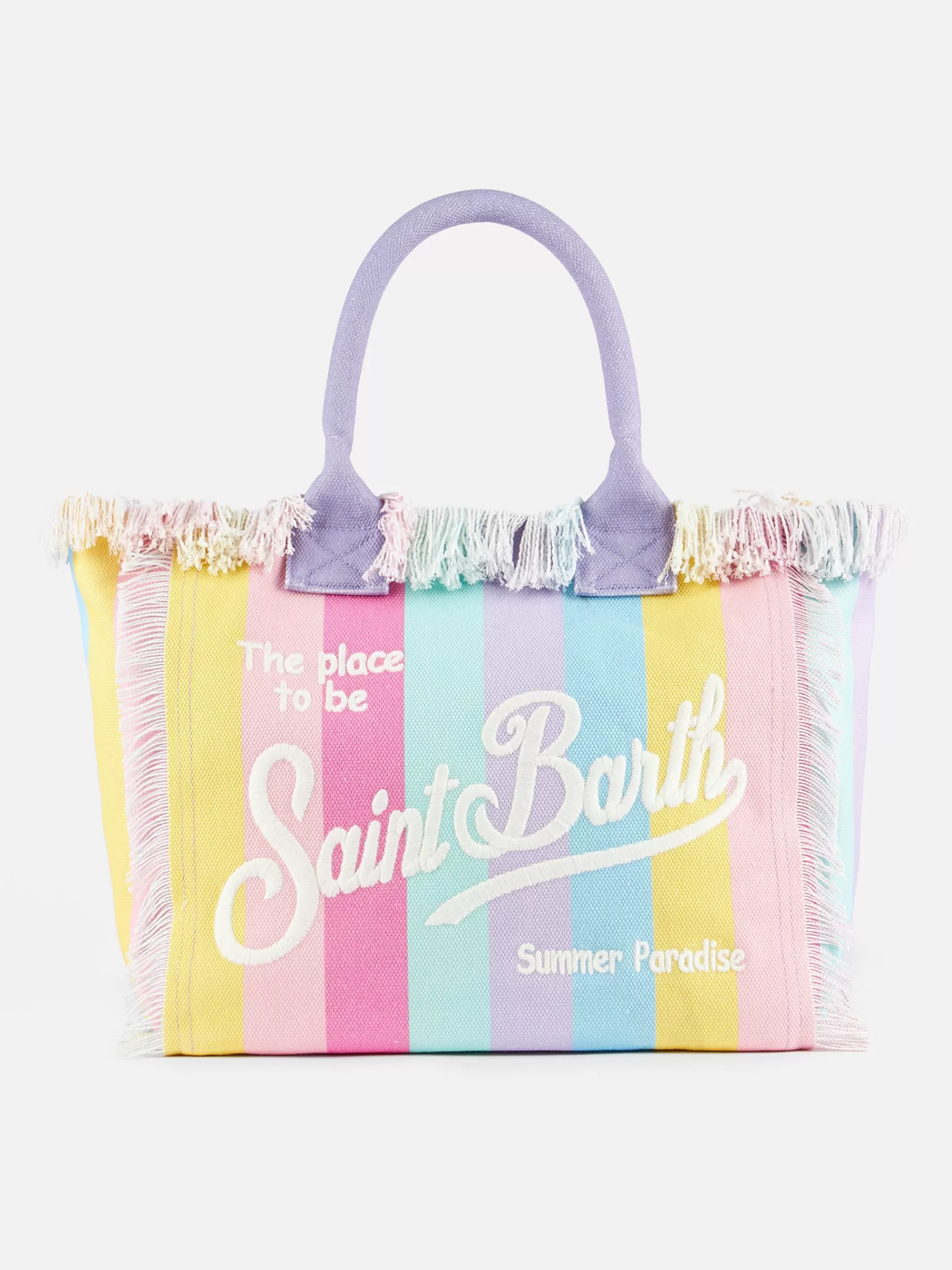 Outlet Borsa tote Vanity in tela di cotone a righe multicolor Donna Borse A Spalla | Borse A Spalla