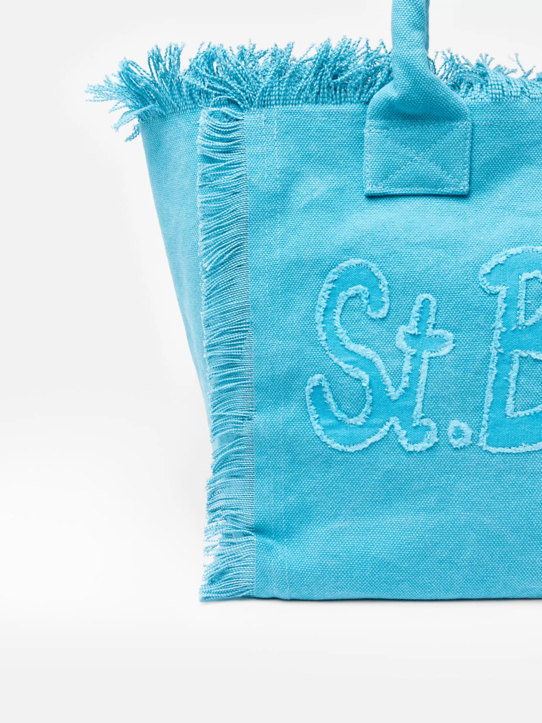 Best Borsa tote Vanity in tela di cotone azzurro con toppa con logo Donna Borse A Spalla | Borse A Spalla