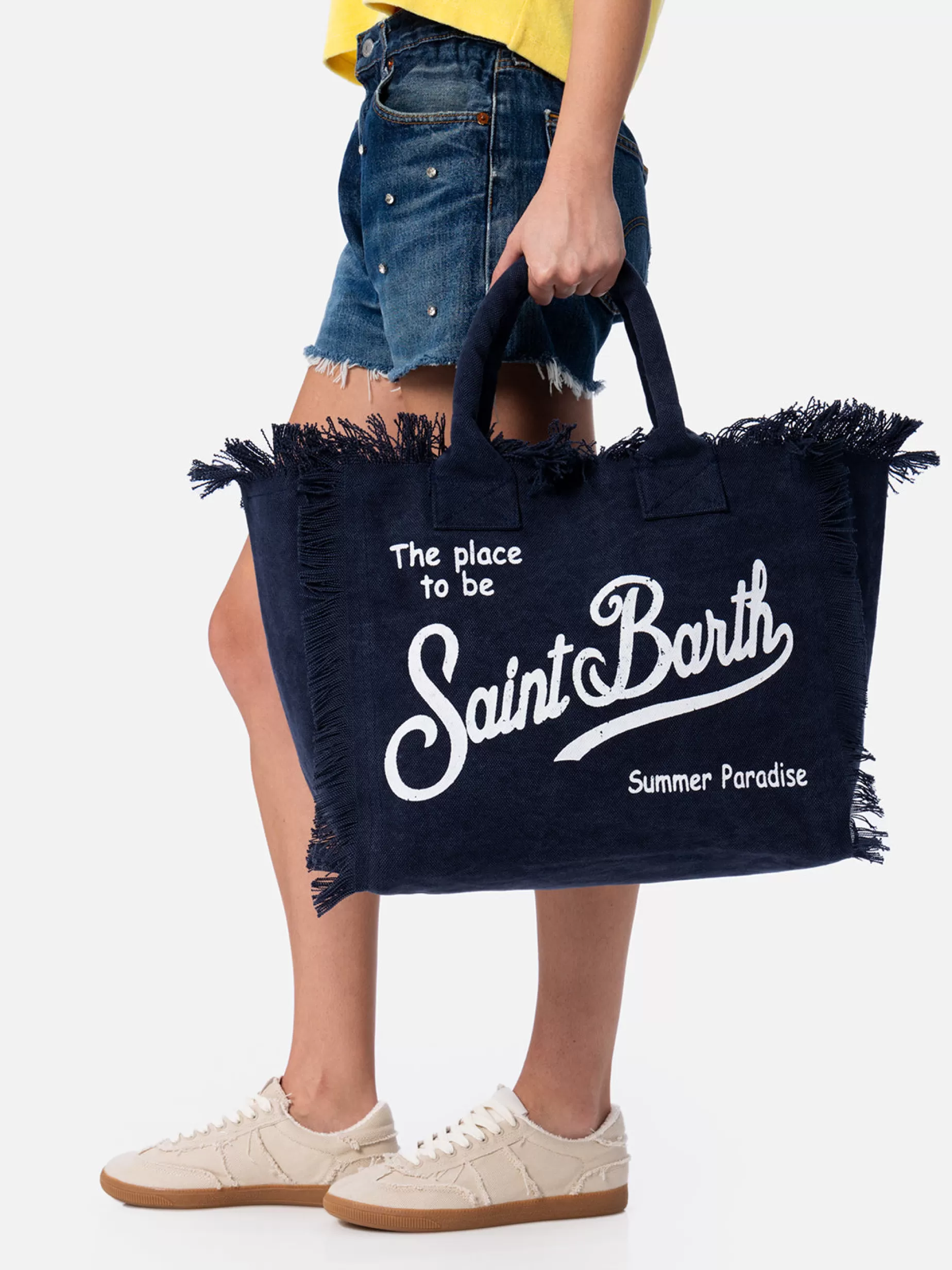 Cheap Borsa tote Vanity in tela di cotone blu navy Donna Borse A Spalla | Borse A Spalla