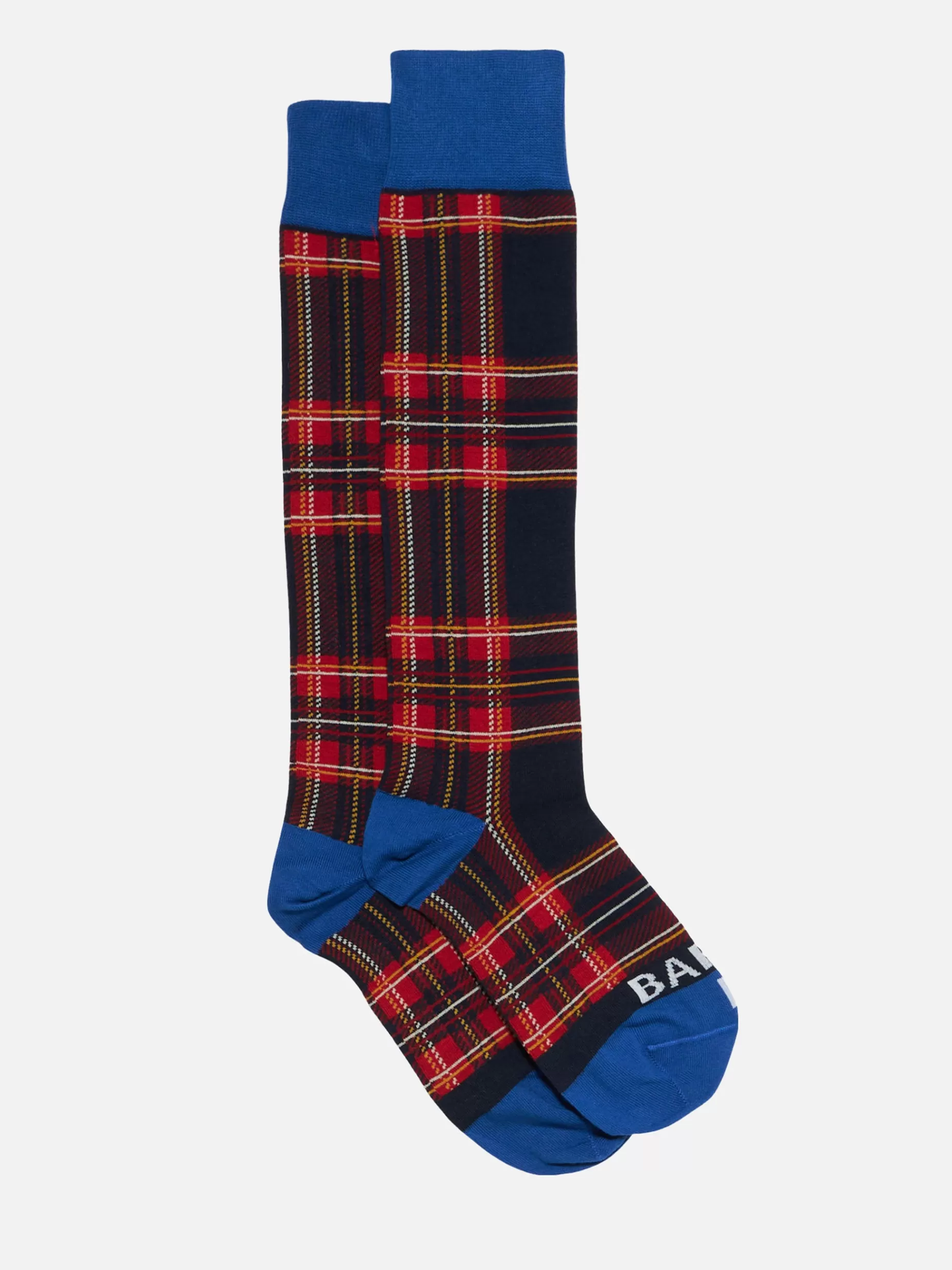 Shop Calze lunghe da uomo con fantasia tartan blu Uomo Calze