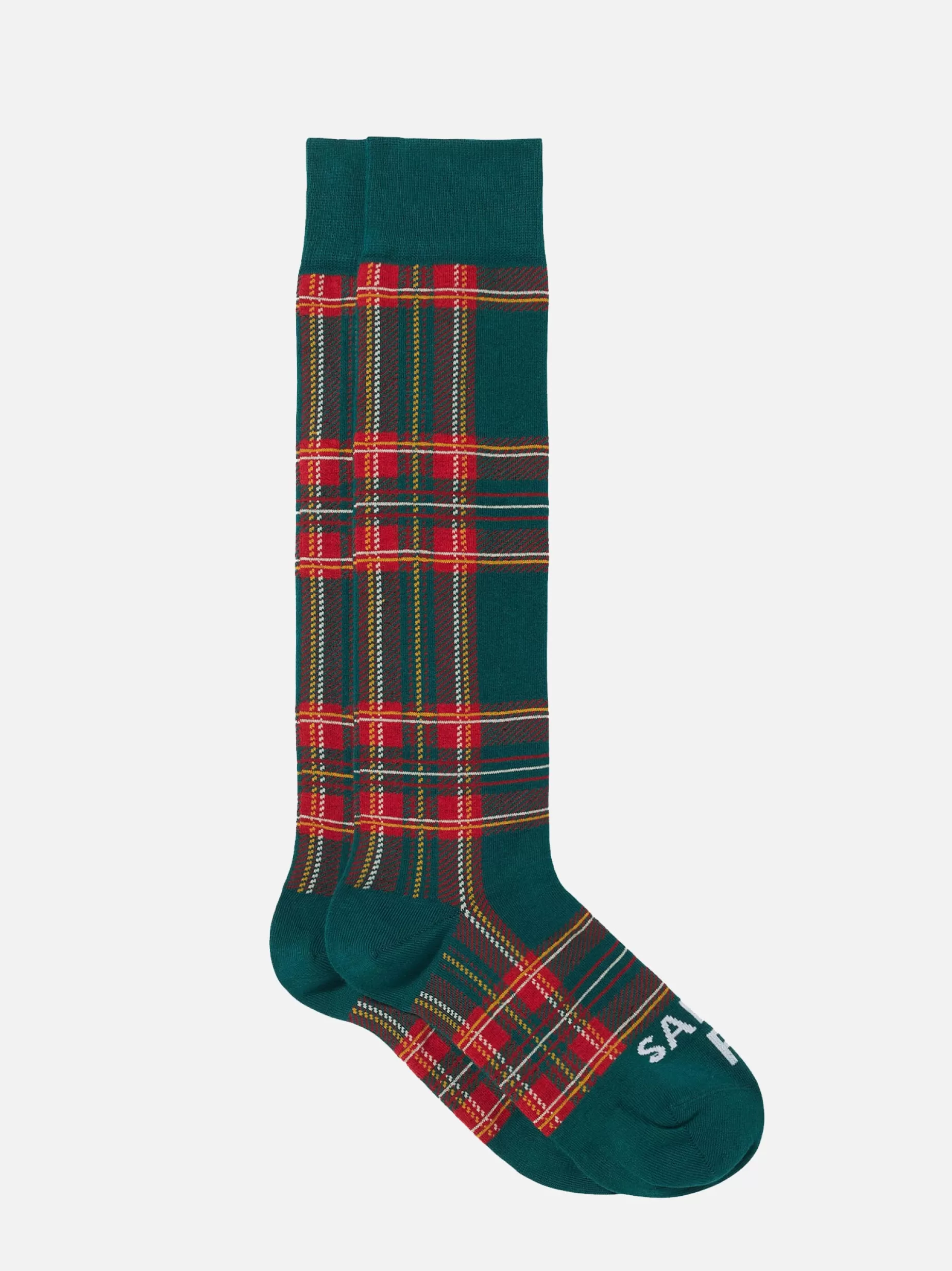 Outlet Calze lunghe da uomo con stampa tartan verde Uomo Calze