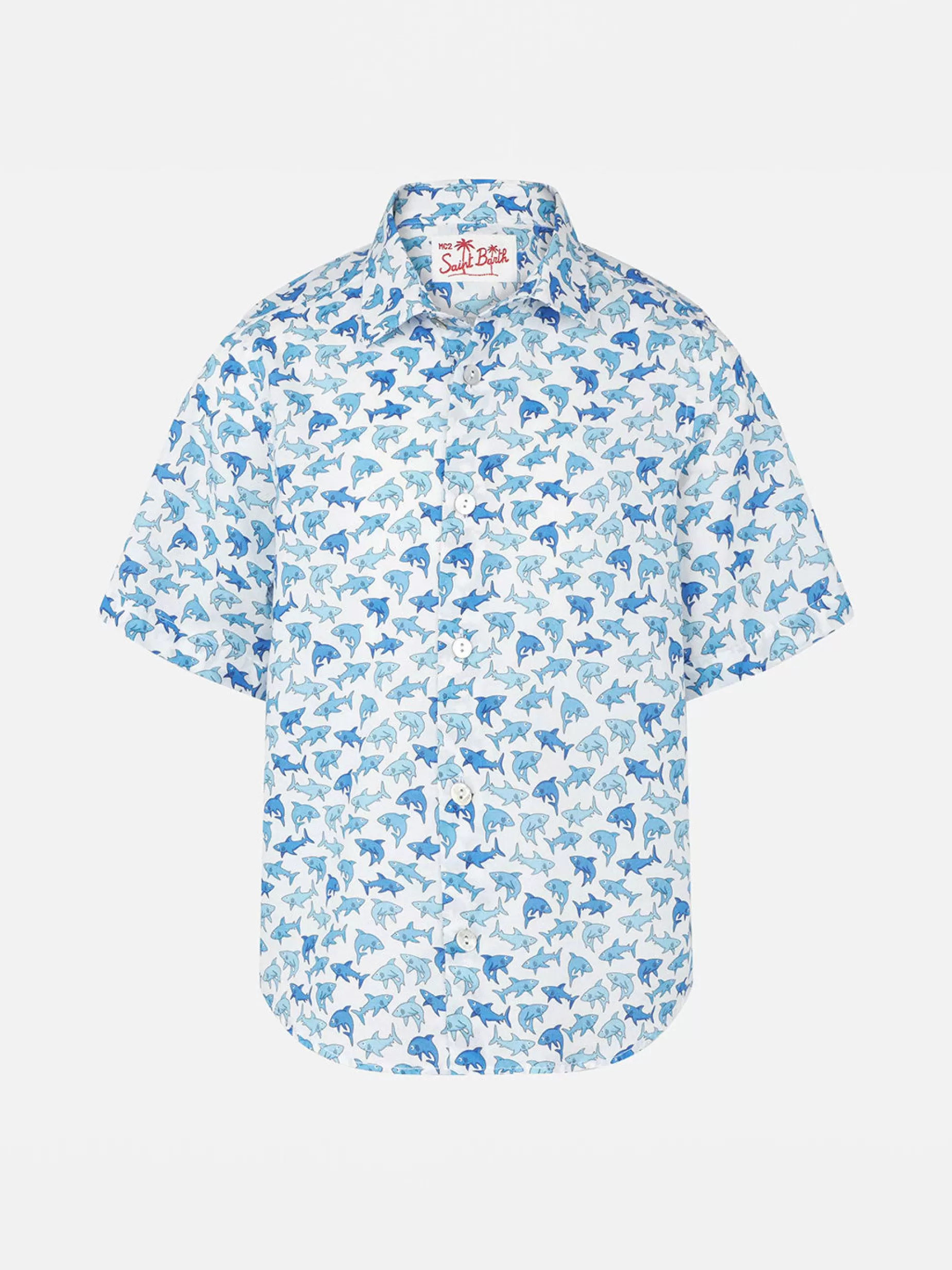 Store Camicia da bambino con stampa di squali azzurri Bambino Polo E Camicie