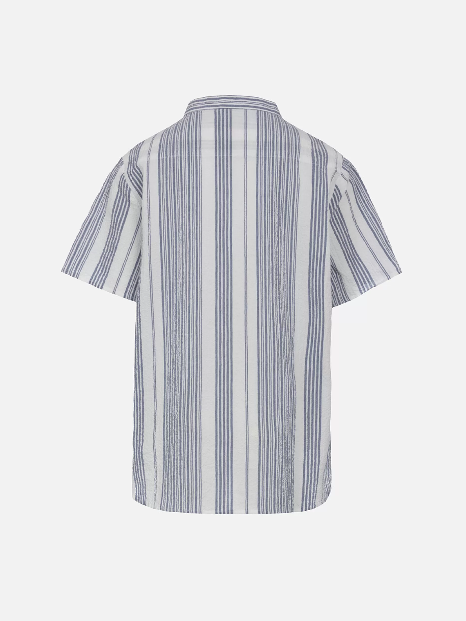 Discount Camicia da bambino in seersucker a maniche corte con stampa a righe Bambino Polo E Camicie