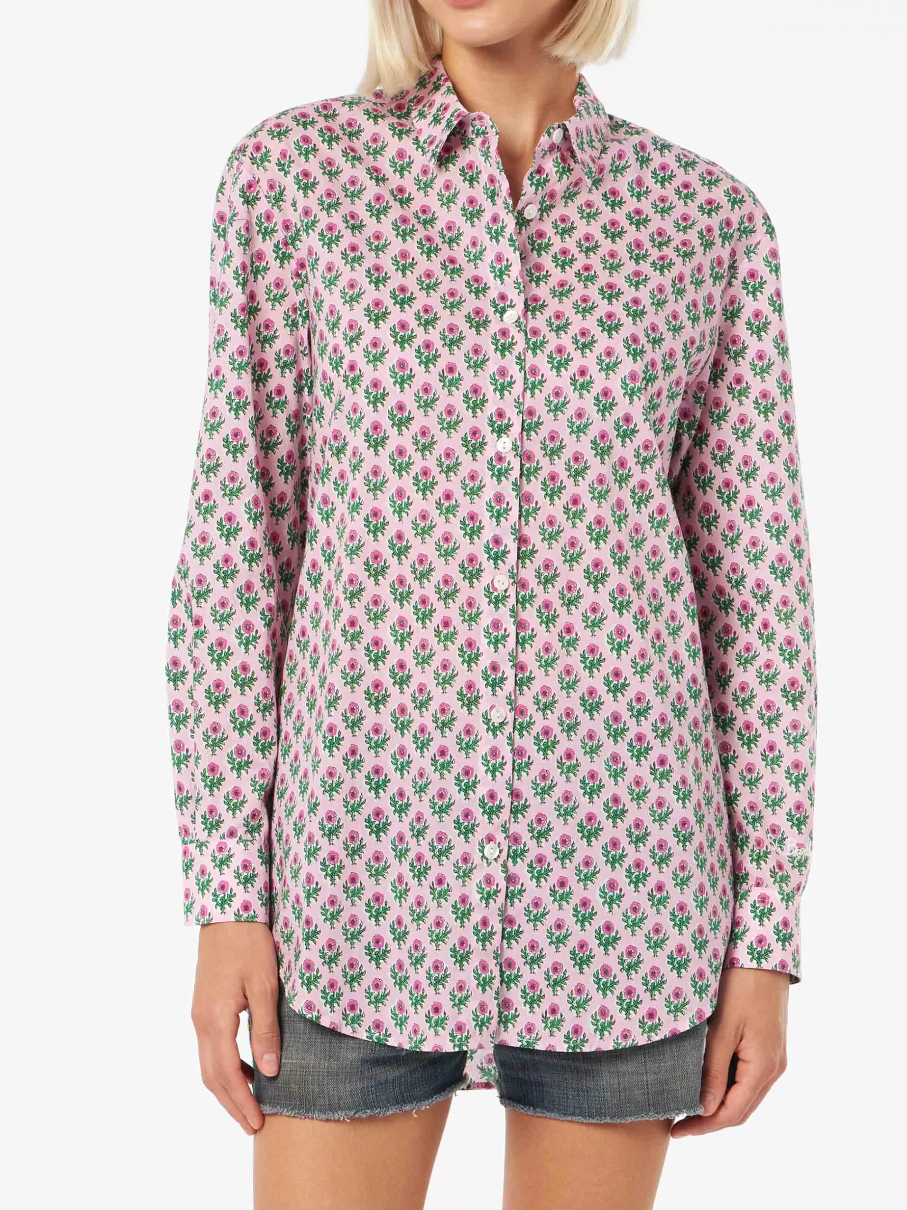 Best Sale Camicia da donna over Brigitte in cotone con stampa fiori Donna Camicie E Top