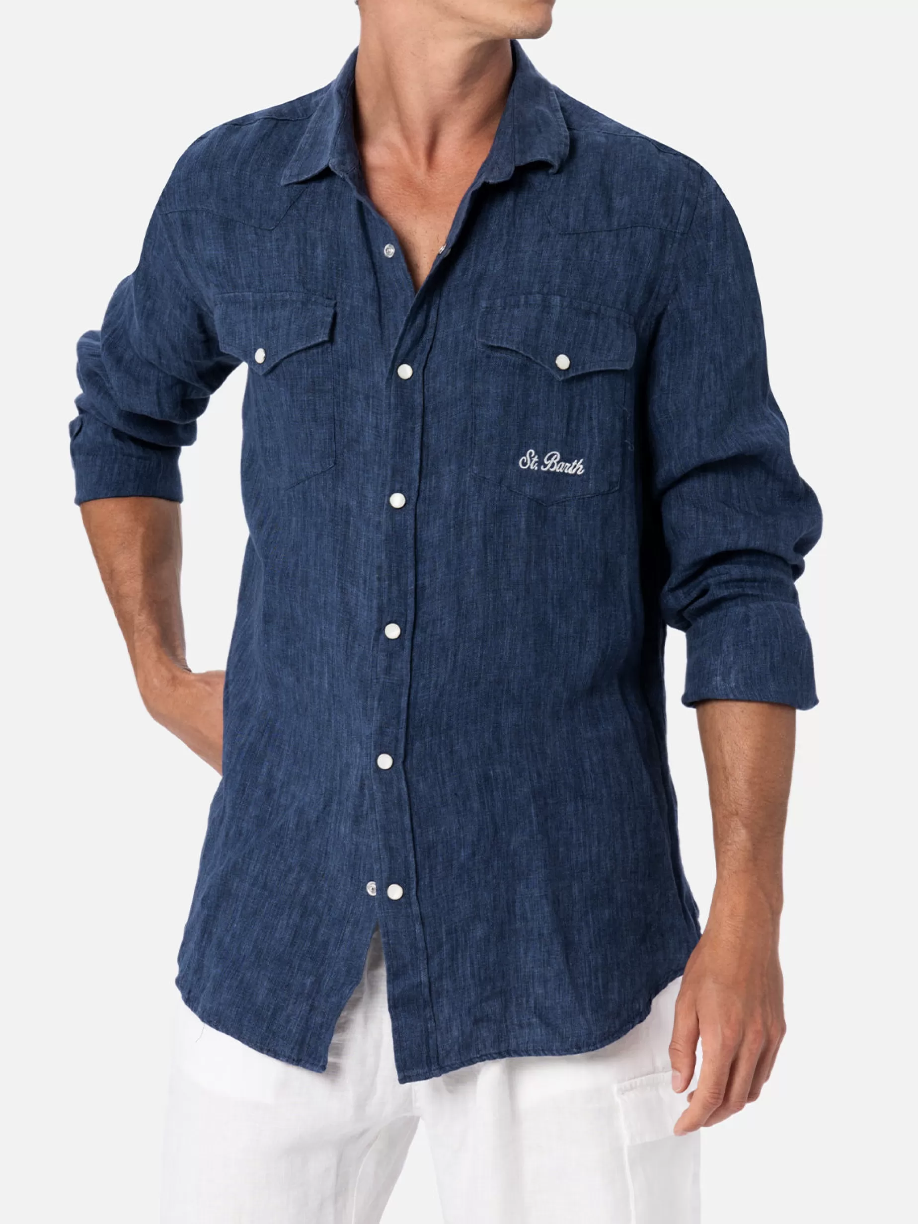 Cheap Camicia da uomo in denim di lino delave' Greg Uomo Camicie