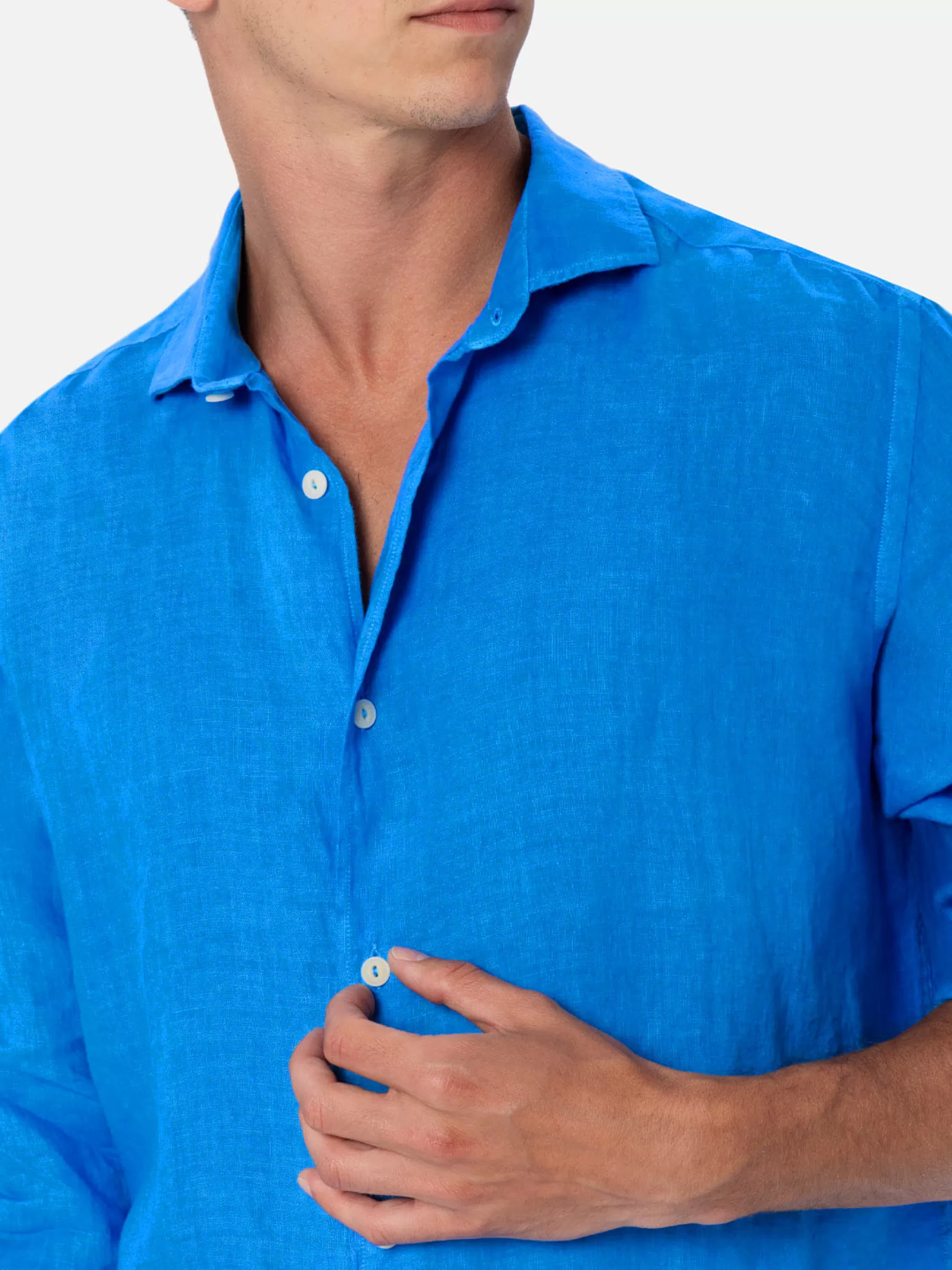 Store Camicia da uomo in lino bluette acquerello Pamplona Uomo Camicie