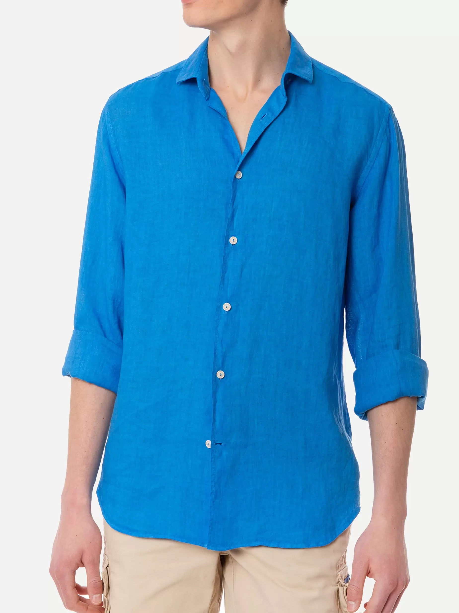 Best Camicia da uomo Pamplona in lino bluette Uomo Camicie | Abbigliamento