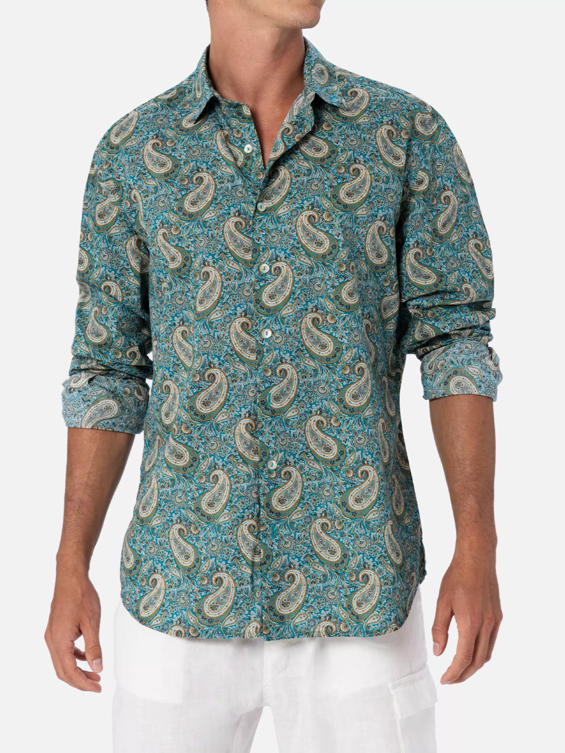 Best Camicia da uomo Sikelia in mussola di cotone con stampa paisley Uomo Camicie
