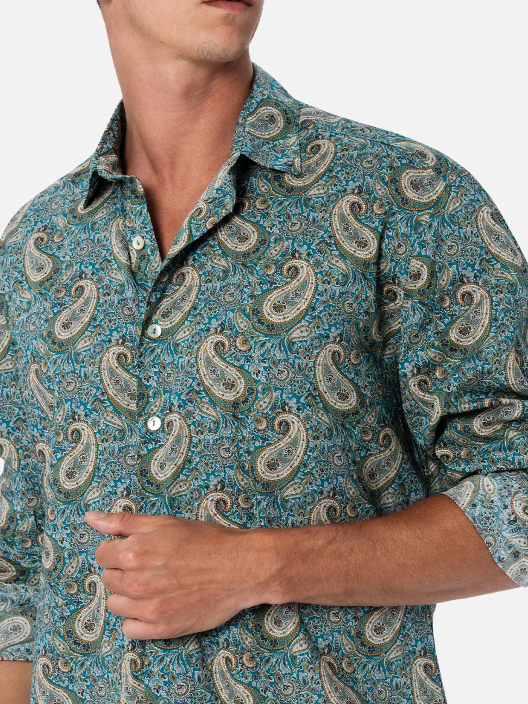 Best Camicia da uomo Sikelia in mussola di cotone con stampa paisley Uomo Camicie