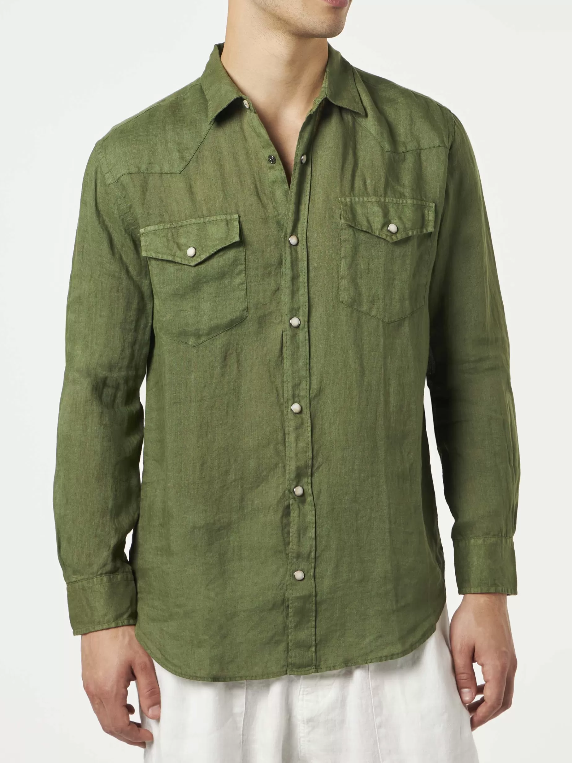 Store Camicia di lino verde scuro Uomo Camicie