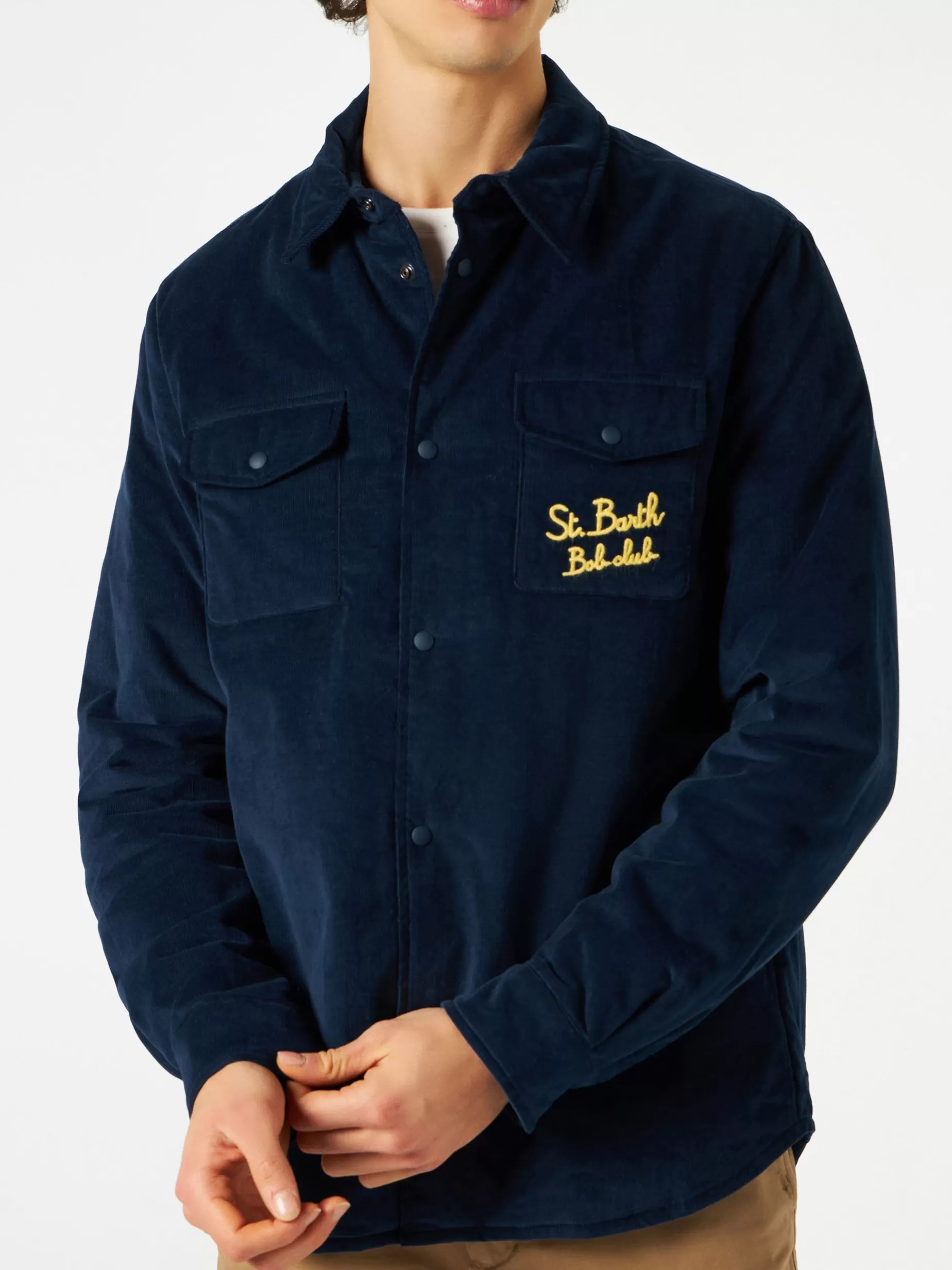 Discount Camicia over con taschino e ricamo St. Barth Bob Club Uomo Overshirts And Jackets