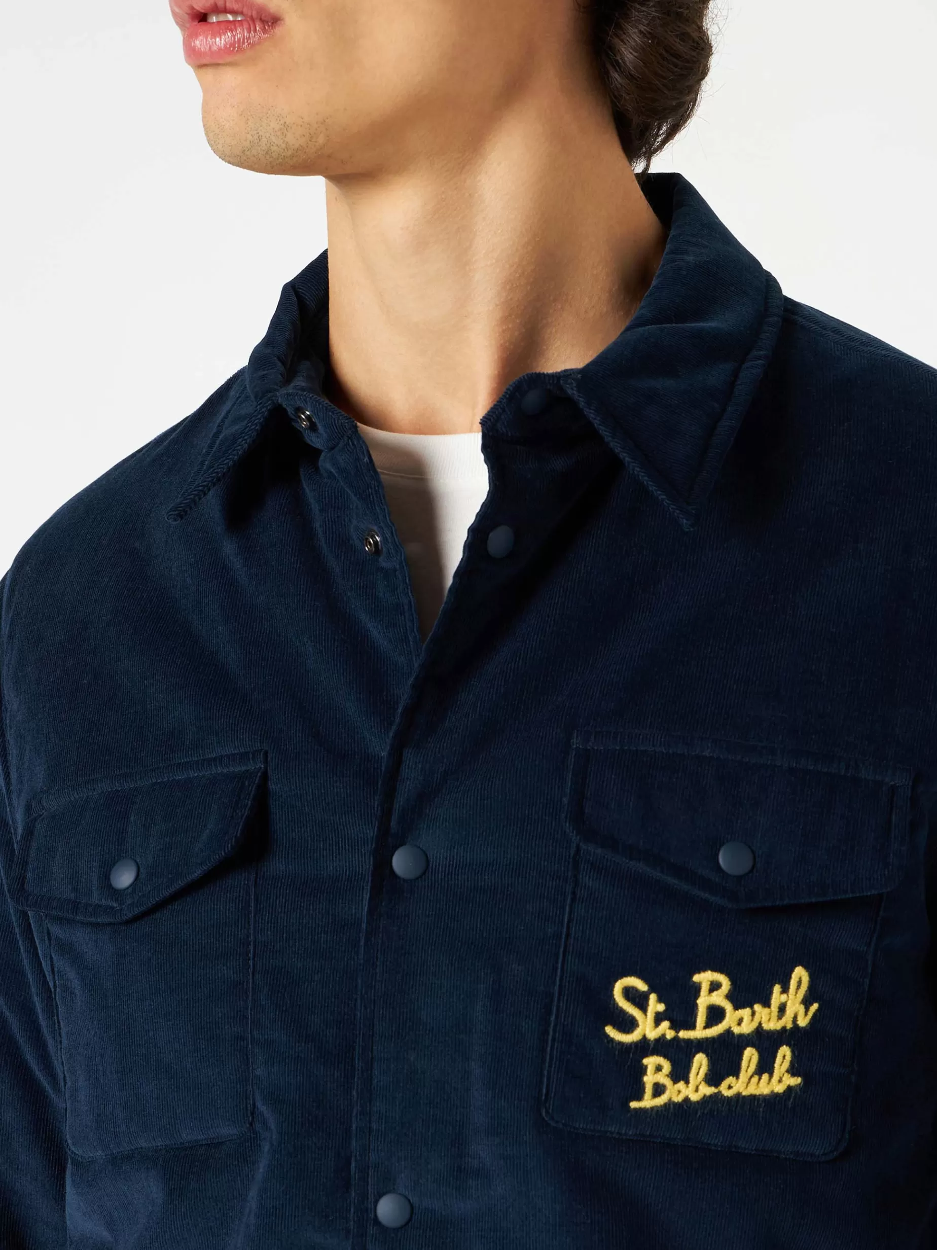 Discount Camicia over con taschino e ricamo St. Barth Bob Club Uomo Overshirts And Jackets