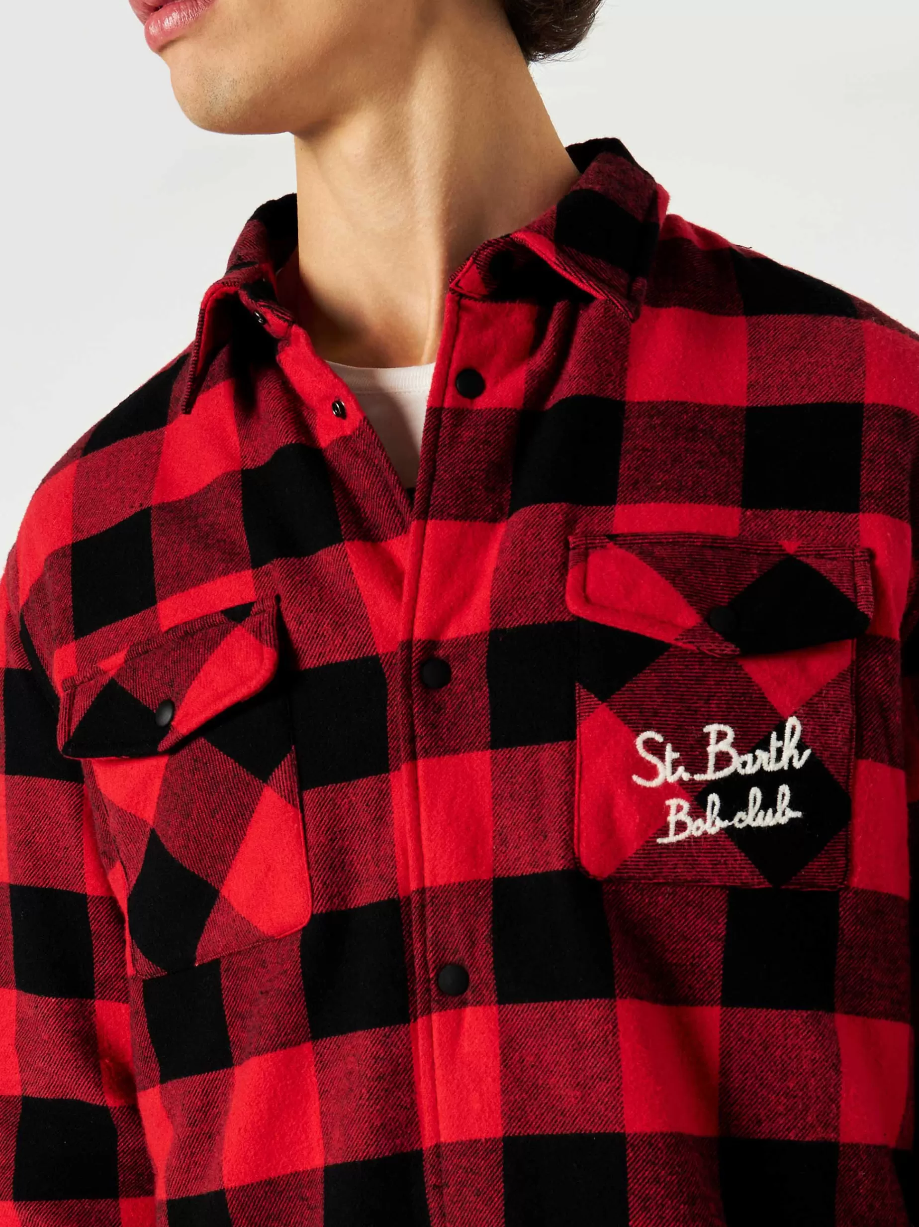 Cheap Camicia over con taschino e ricamo St. Barth Bob Club Uomo Overshirts And Jackets