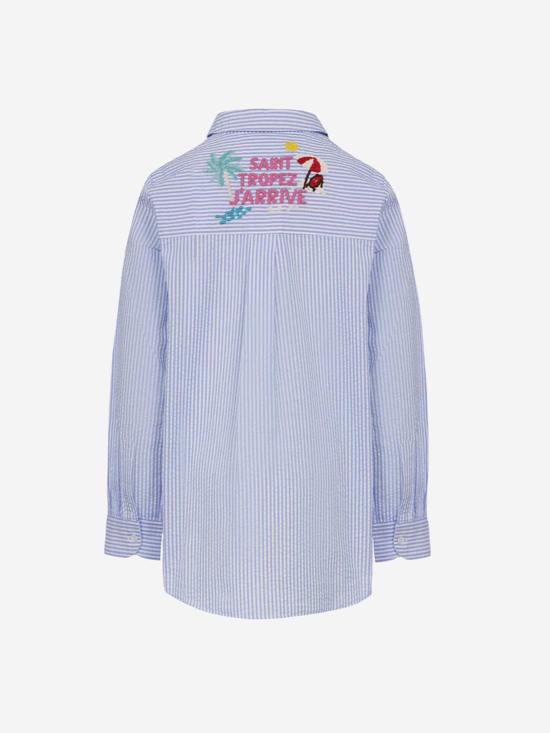 Flash Sale Camicia over da bambina in seersucker con stampa rigata Mini Brigitte Camicie