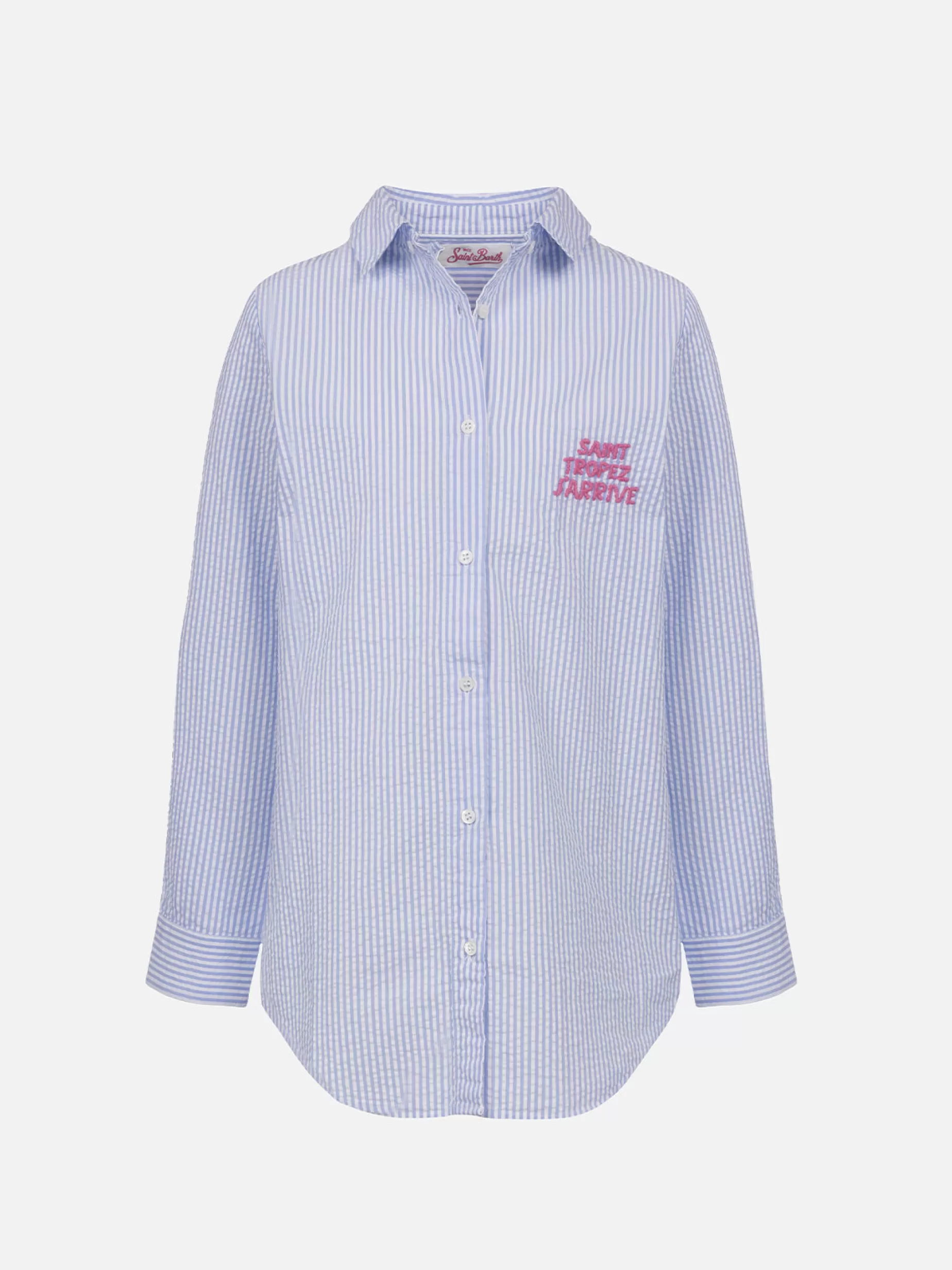 Flash Sale Camicia over da bambina in seersucker con stampa rigata Mini Brigitte Camicie