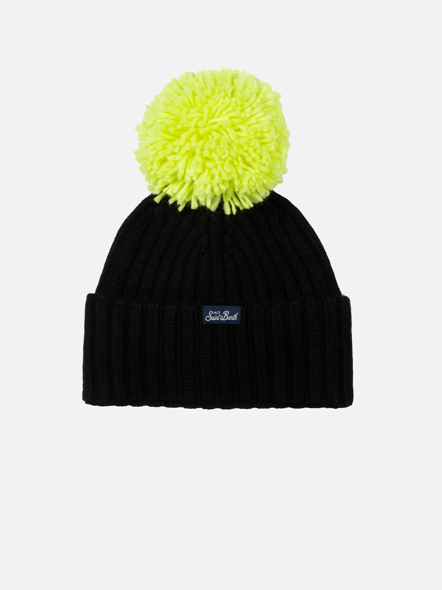 Discount Cappello blu da bambino Wengen con pompon e ricamo Off Piste Bambino Cappelli E Berretti