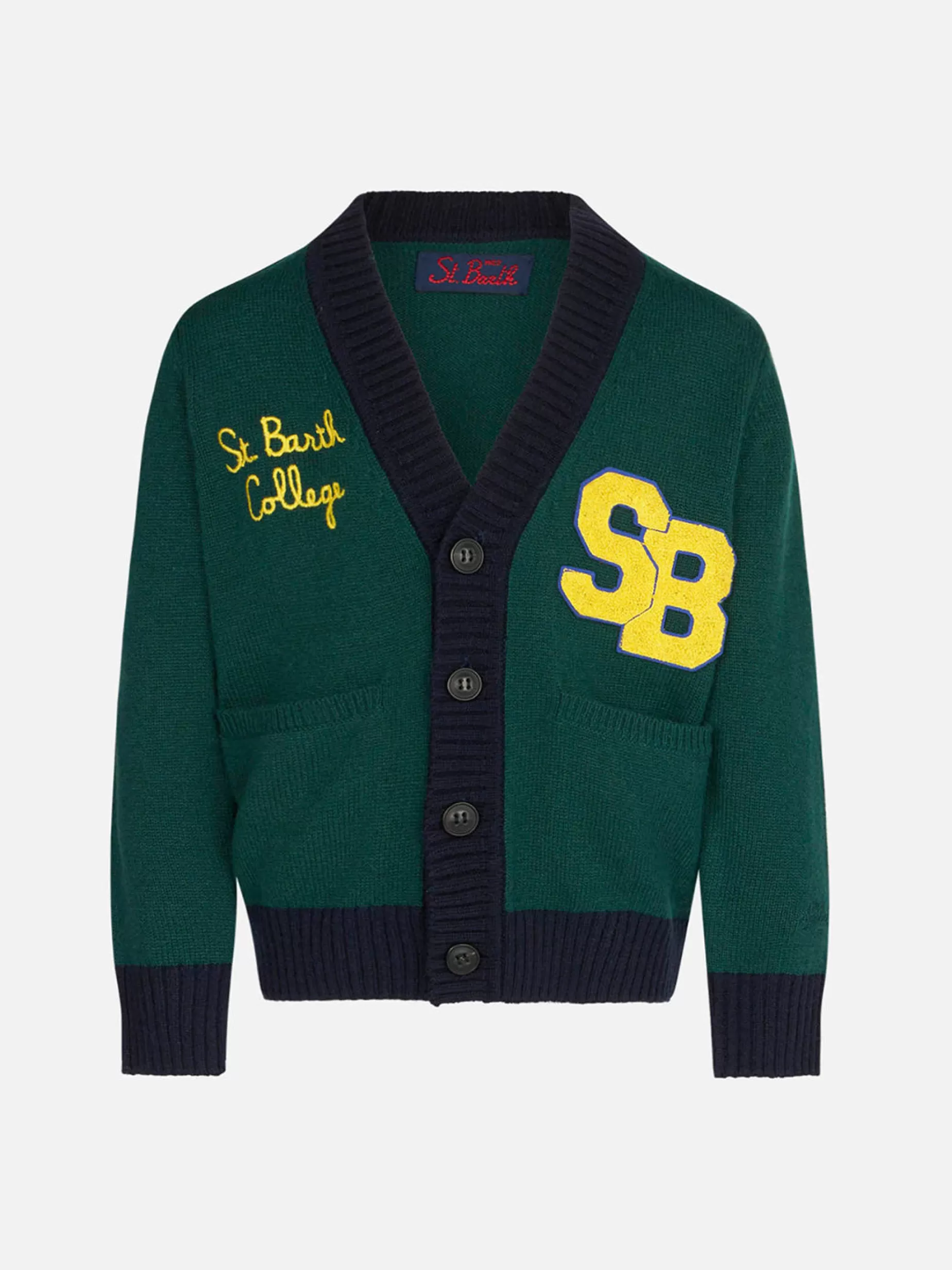Sale Cardigan in maglia con patch e ricamo St. Barth College Bambino Maglieria