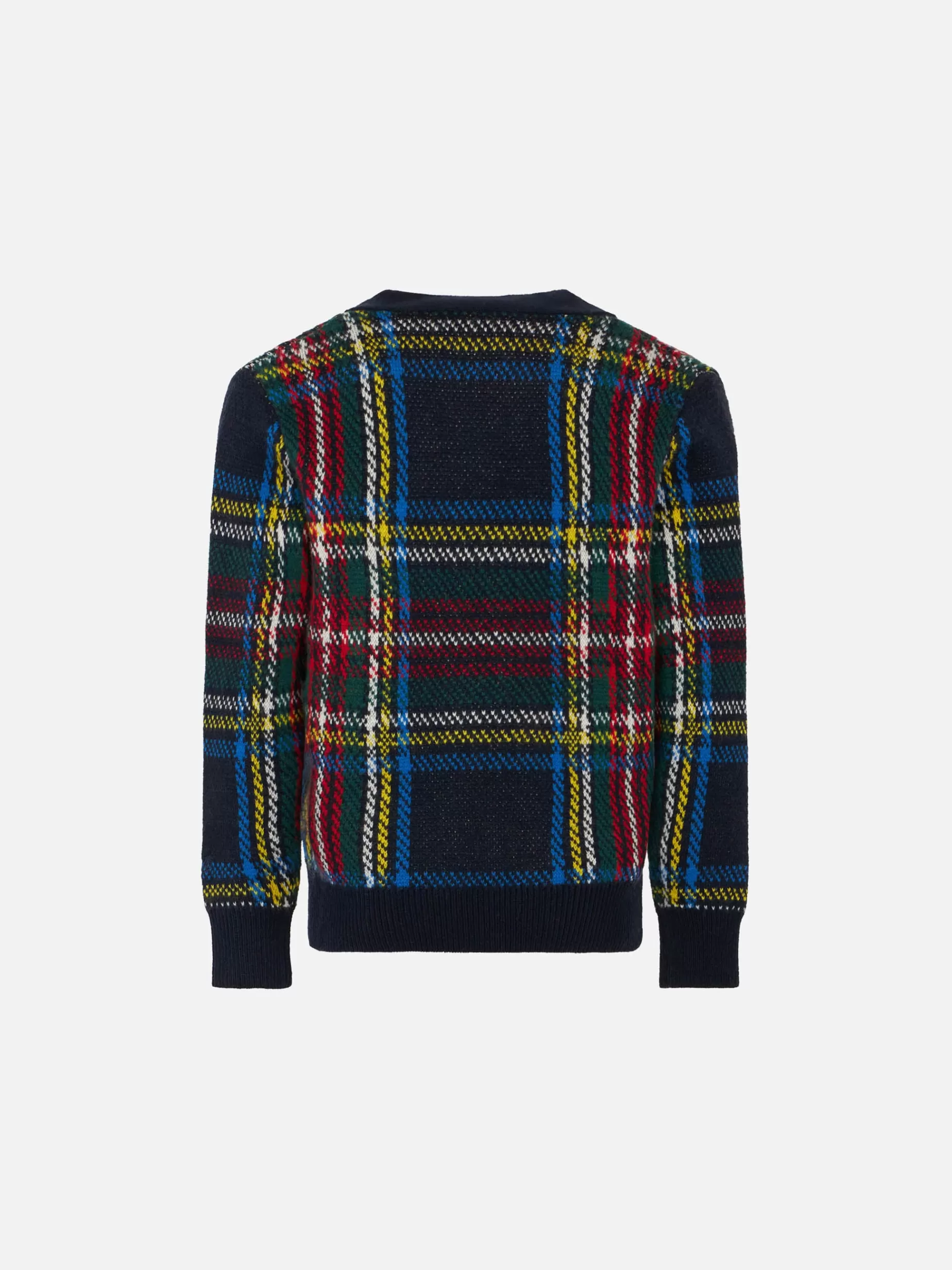 Flash Sale Cardigan in maglia tartan con patch Bambino Maglieria