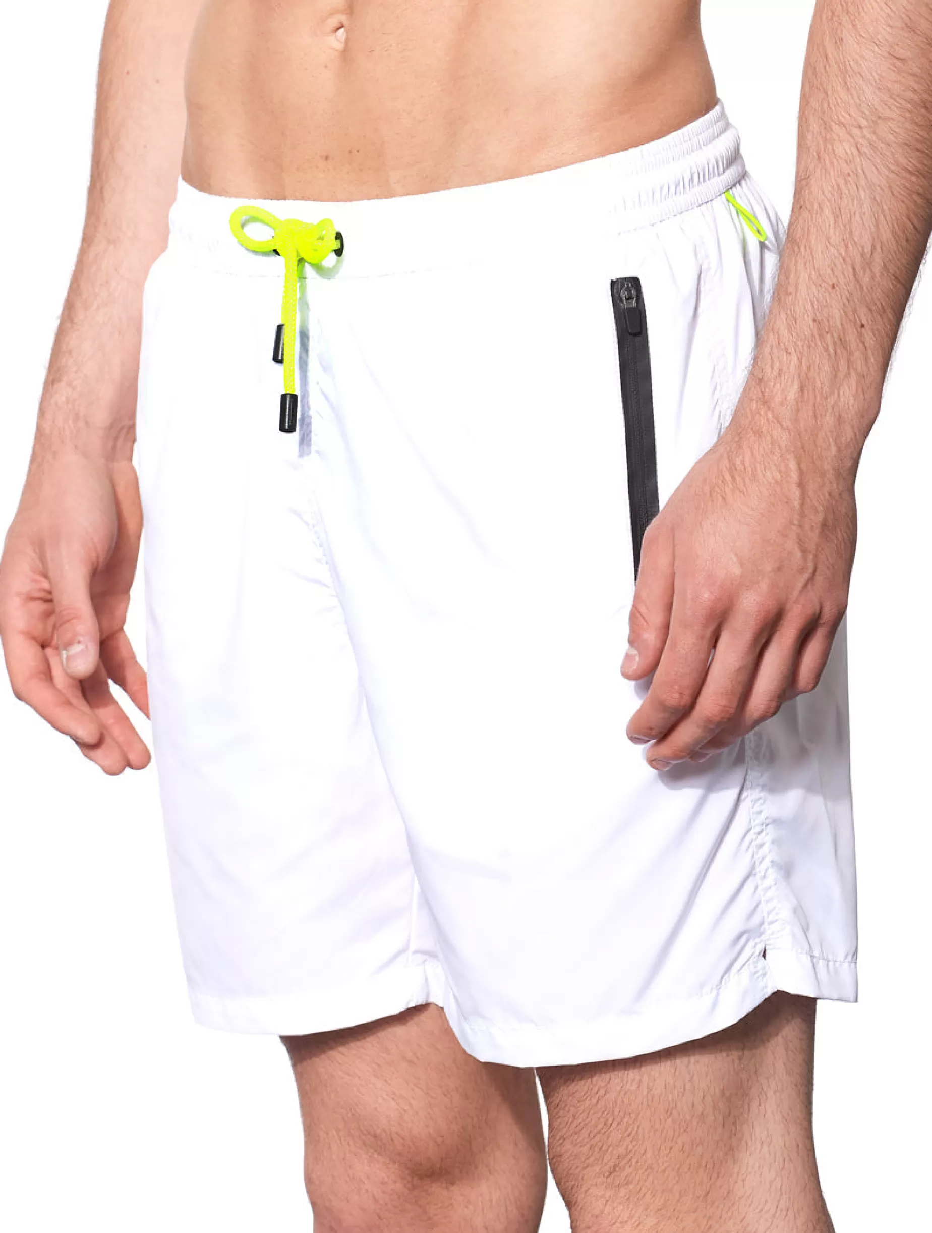 New Costume da bagno con zip in tessuto leggero bianco Uomo Tessuto Leggero
