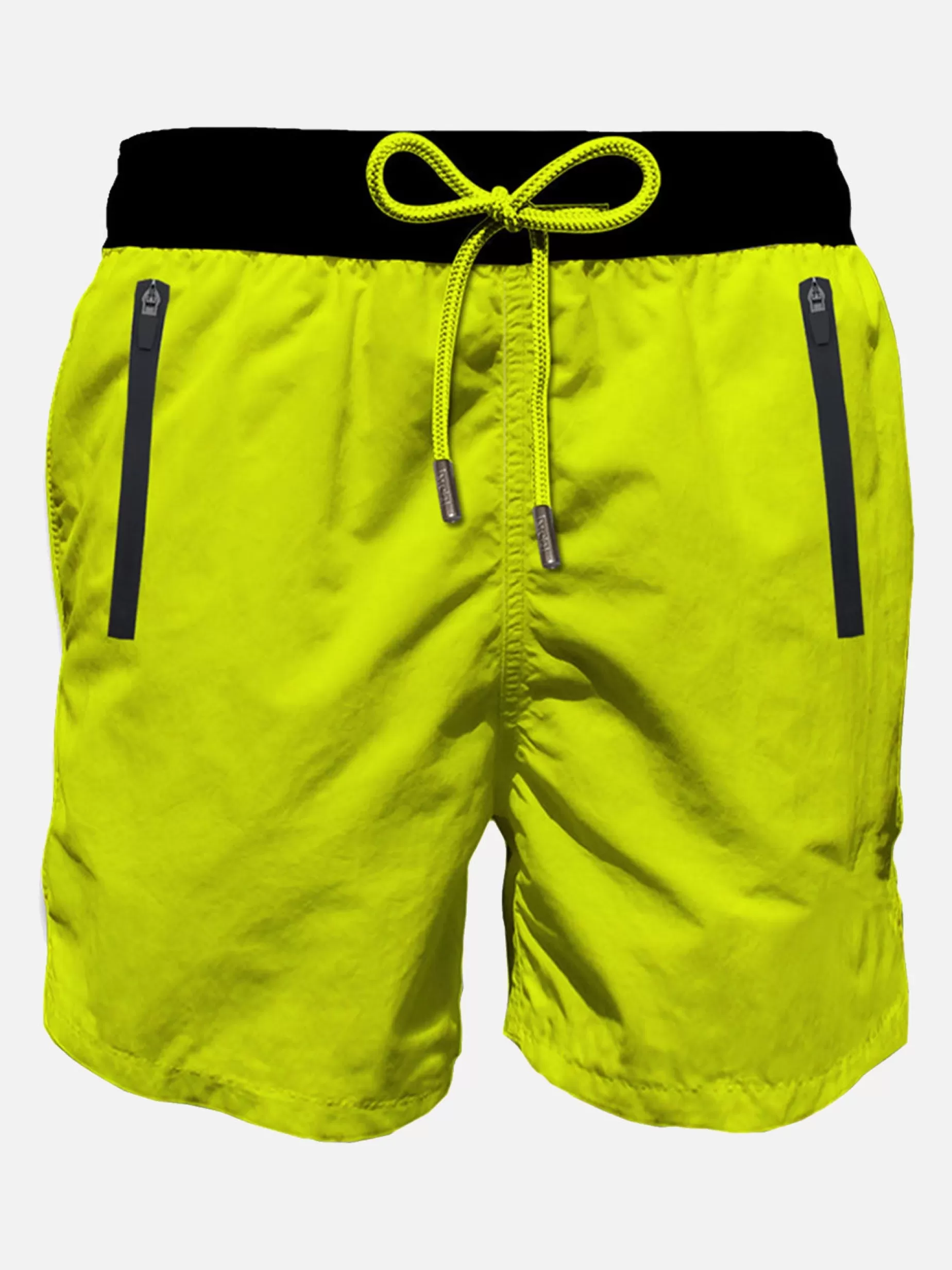 Cheap Costume da bagno con zip in tessuto leggero giallo fluo Uomo Costumi Mare Tinta Unita | Tessuto Leggero