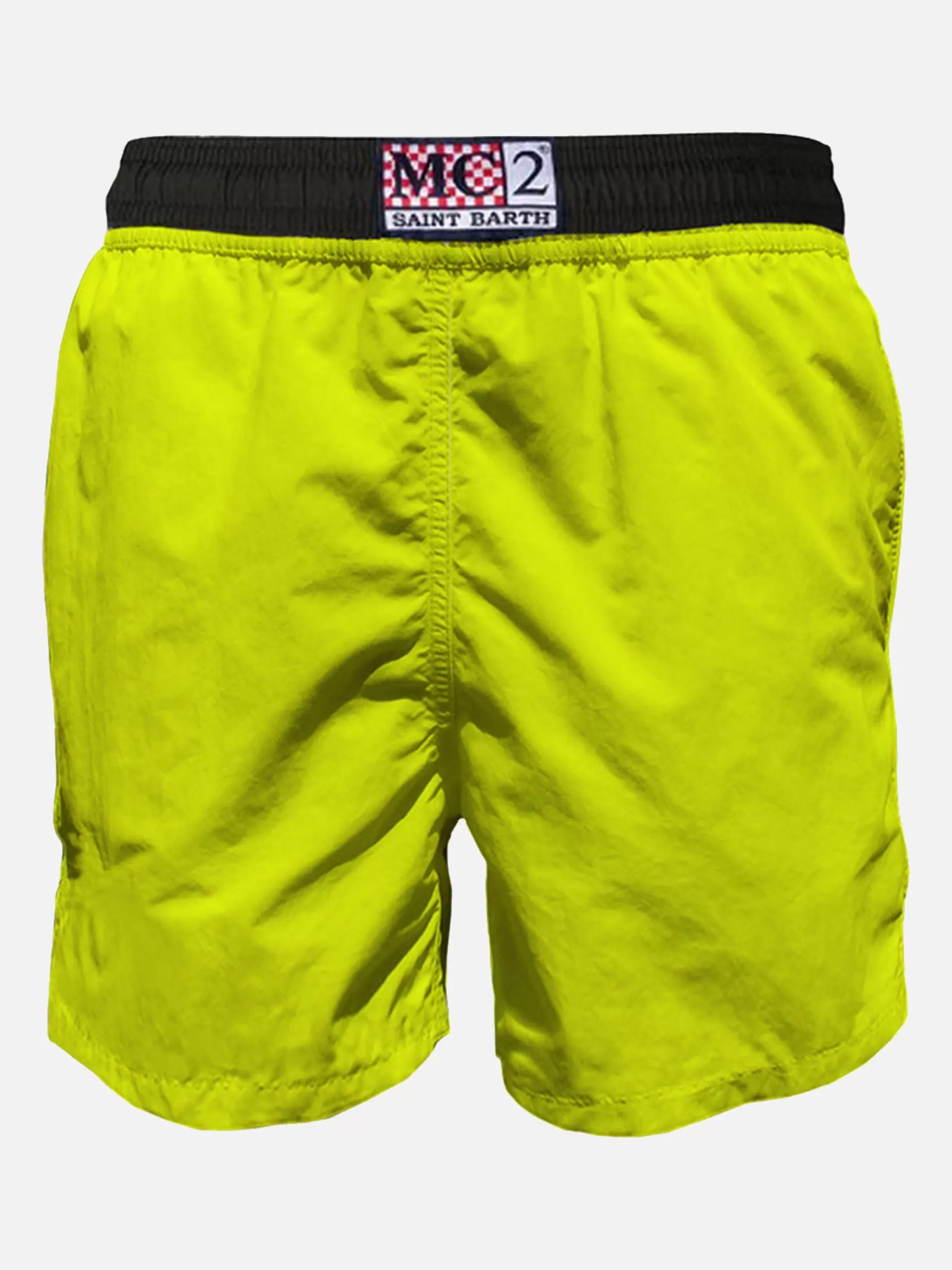 Cheap Costume da bagno con zip in tessuto leggero giallo fluo Uomo Costumi Mare Tinta Unita | Tessuto Leggero