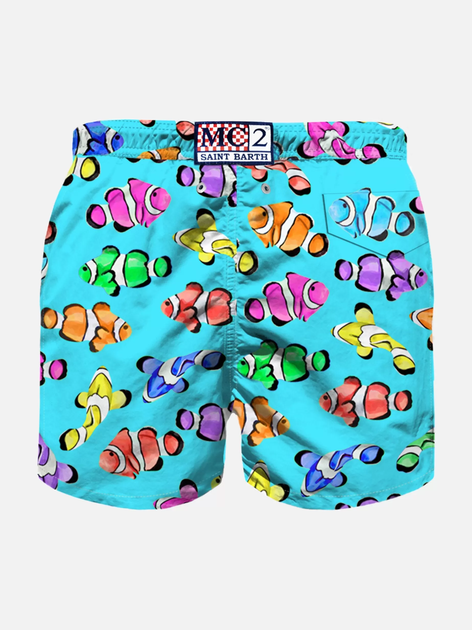 Best Sale Costume da bagno da bambino con stampa di pesci pagliaccio multicolore Uomo Tessuto Mano Pesca | Tessuto Mano Pesca