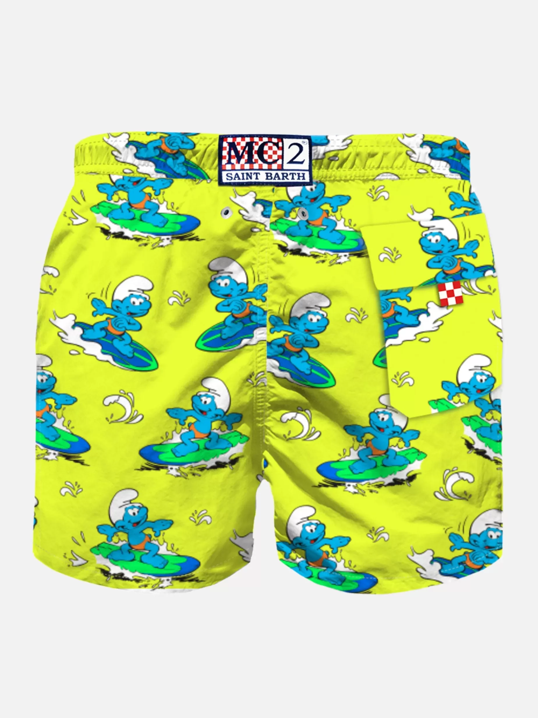Best Sale Costume da bagno da bambino con stampa Puffi surfisti | I PUFFI EDIZIONE SPECIALE Uomo Tessuto Mano Pesca | Tessuto Mano Pesca