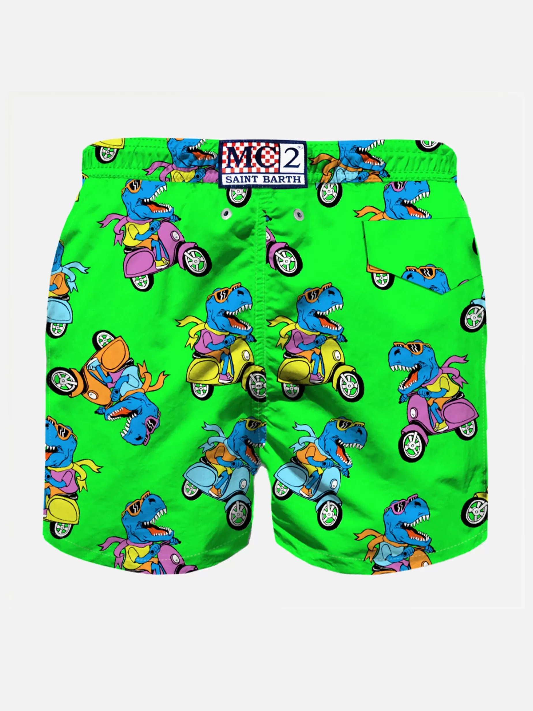 Best Sale Costume da bagno da bambino con t-rex rider multicolore Bambino Costumi Mare Stampati | Tessuto Leggero