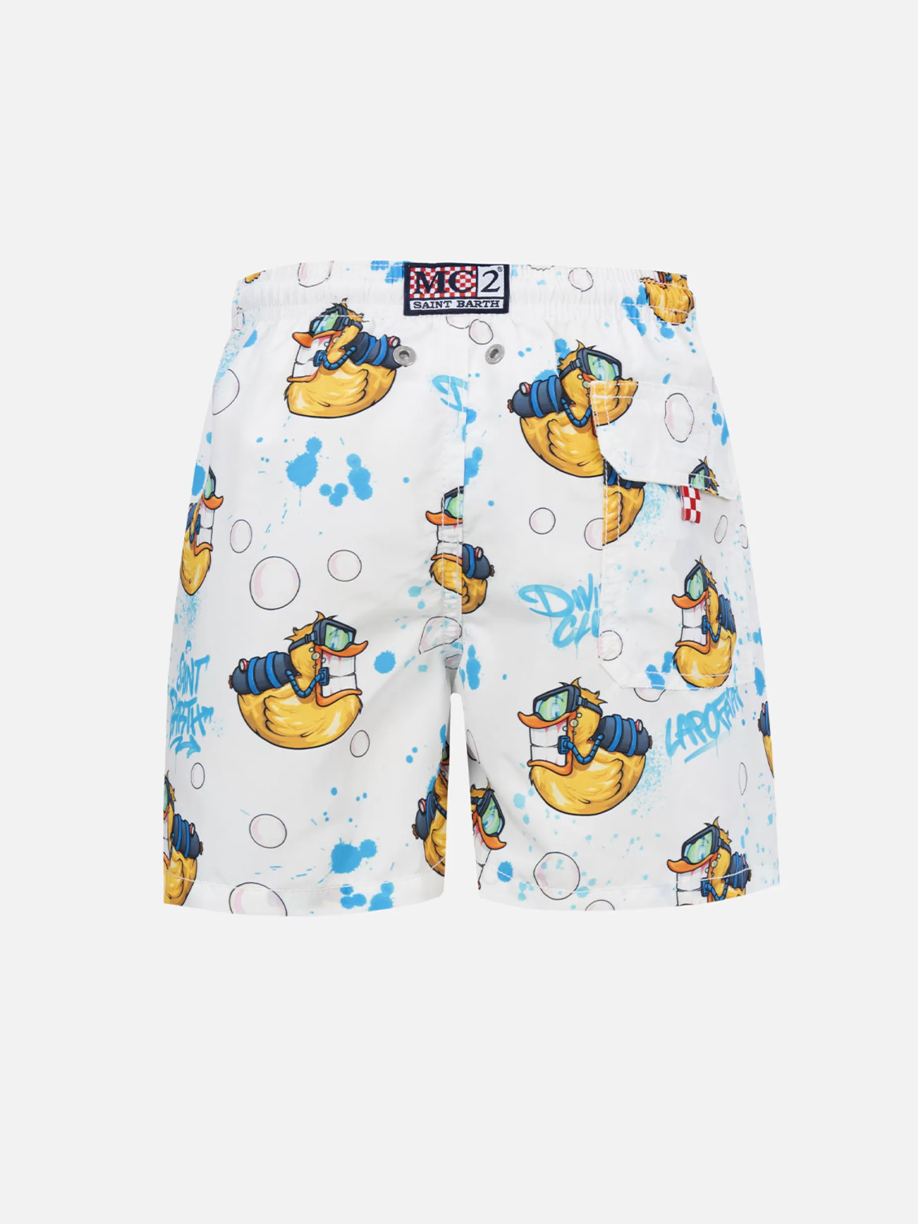 Cheap Costume da bagno da bambino di media lunghezza Jean con stampa Crypto Ducky | EDIZIONE SPECIALE CRYPTOPUPPETS Uomo Costumi Mare Stampati | Tessuto Mano Pesca