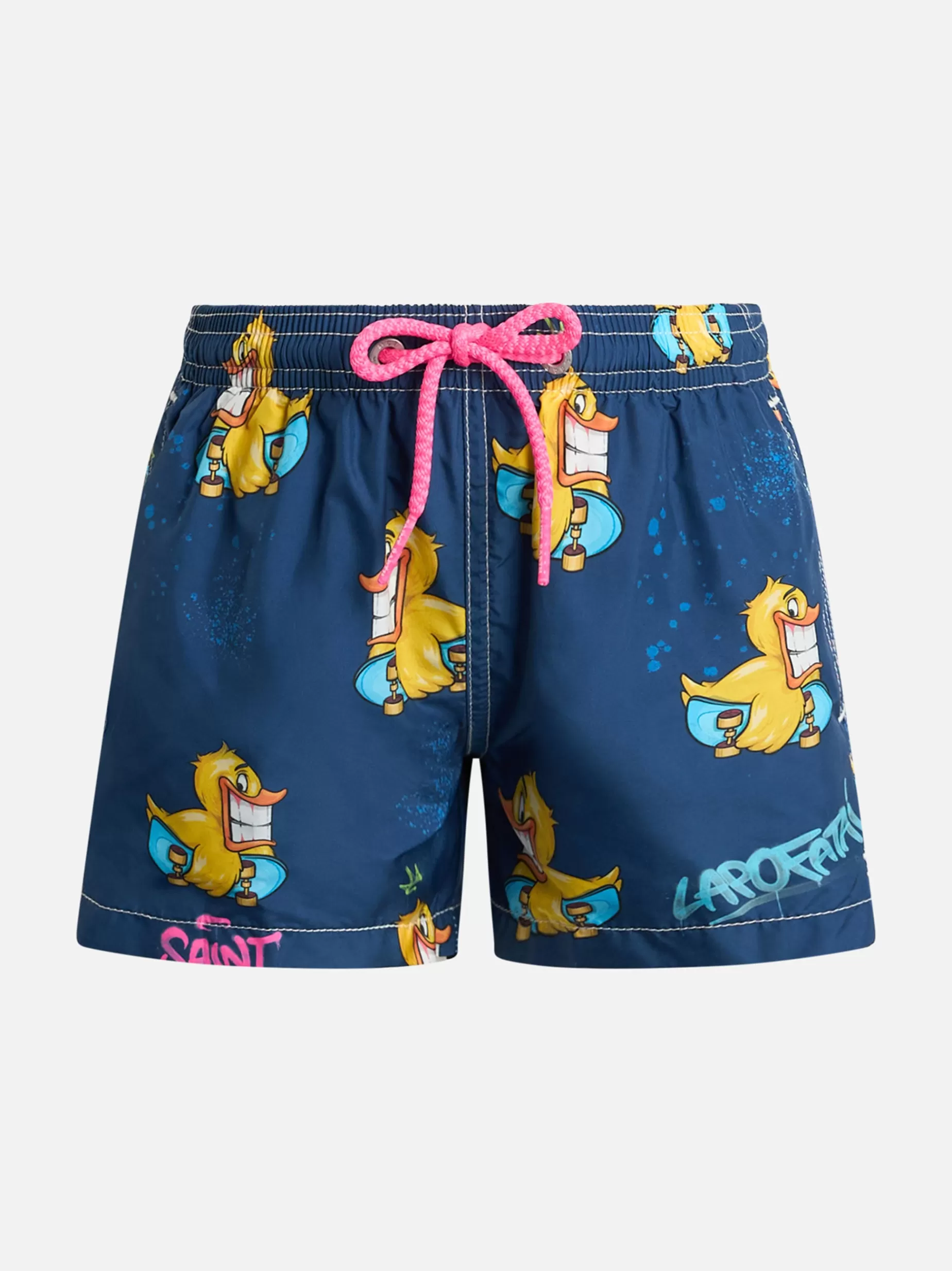 Sale Costume da bagno da bambino in tessuto leggero Jean Lighting con stampa crypto paperelle | EDIZIONE SPECIALE CRYPTOPUPPETS Bambino Costumi Mare Stampati | Tessuto Leggero
