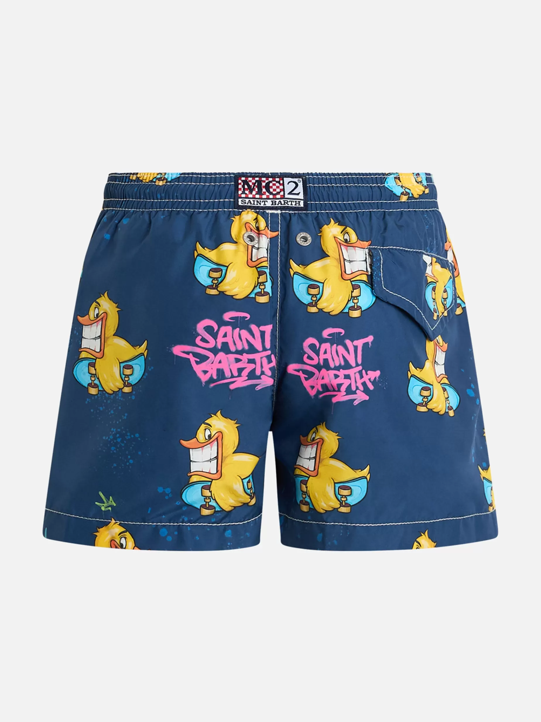 Sale Costume da bagno da bambino in tessuto leggero Jean Lighting con stampa crypto paperelle | EDIZIONE SPECIALE CRYPTOPUPPETS Bambino Costumi Mare Stampati | Tessuto Leggero