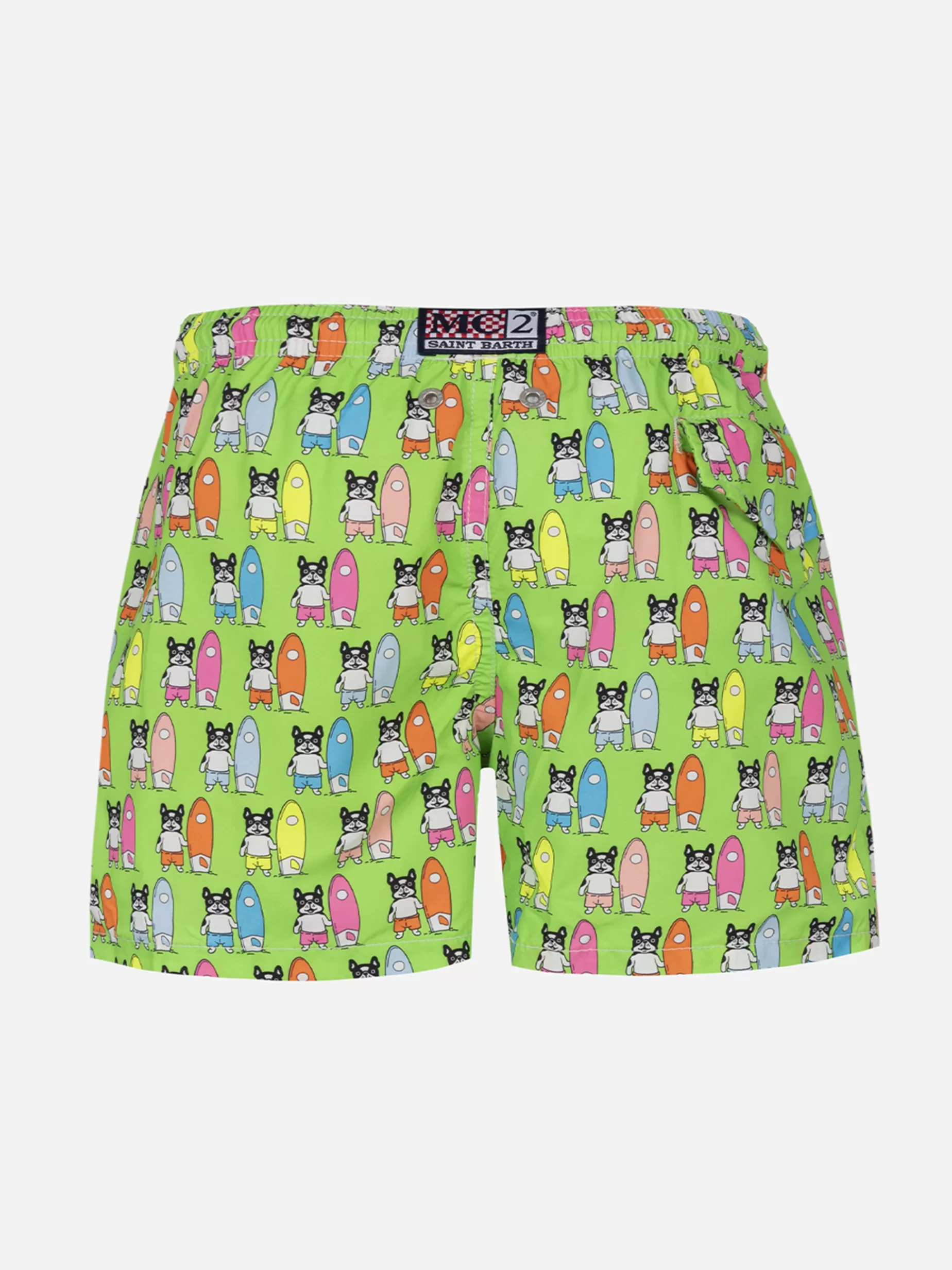 Best Sale Costume da bagno da bambino in tessuto leggero Jean Lighting con stampa di cani surfisti Bambino Costumi Mare Stampati | Tessuto Leggero