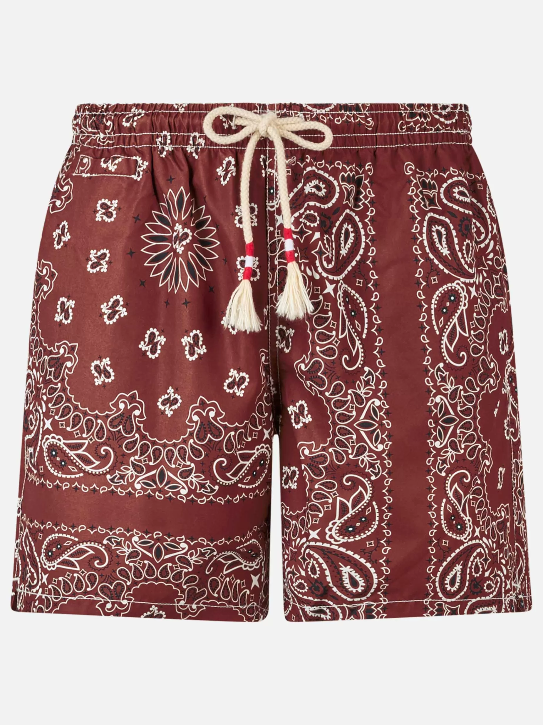 Shop Costume da bagno da uomo con stampa bandana bordeaux Uomo Costumi Mare Stampati | Tessuto Mano Pesca