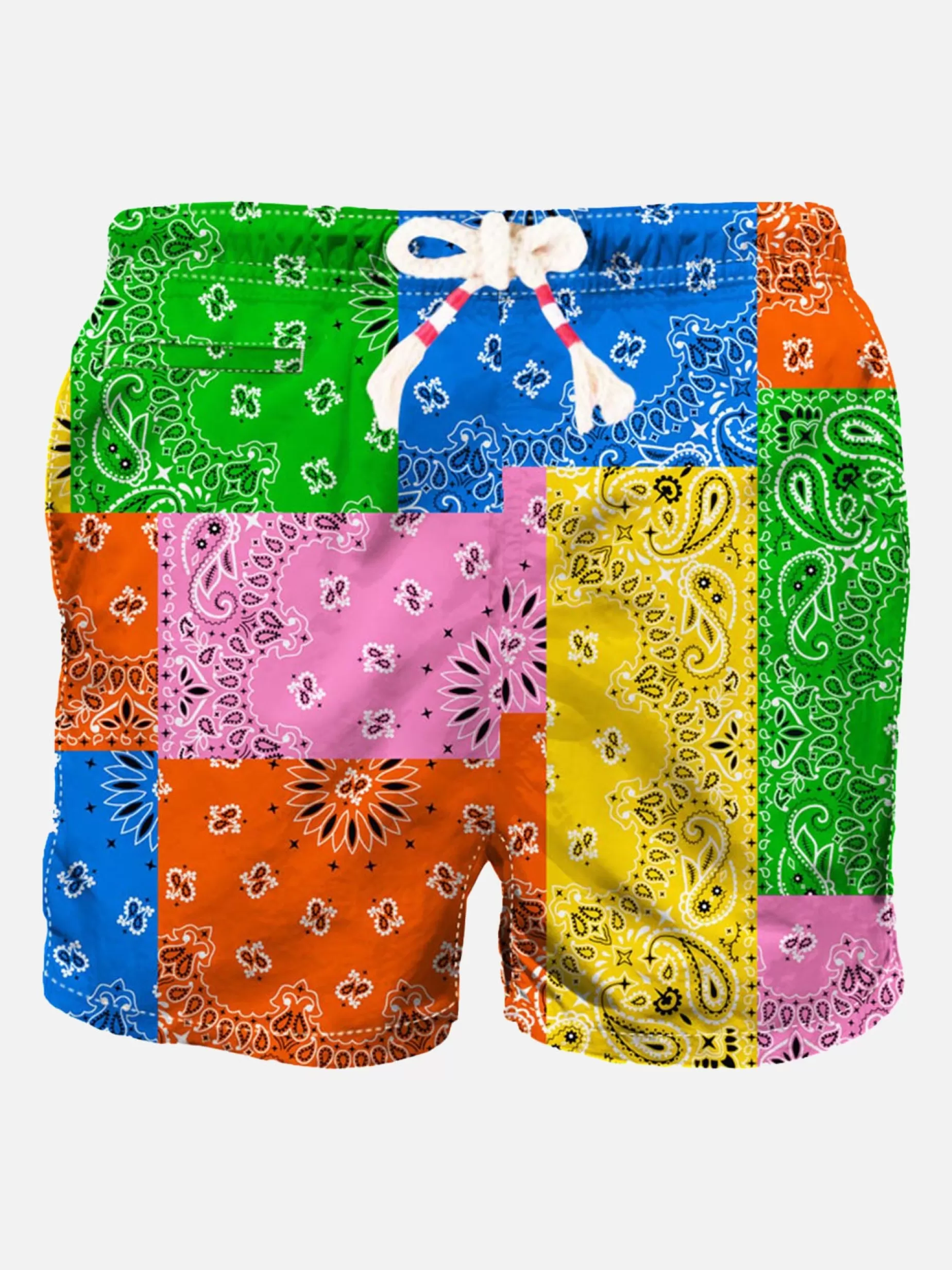 Store Costume da bagno da uomo con stampa bandana multicolore Uomo Costumi Mare Stampati | Tessuto Mano Pesca
