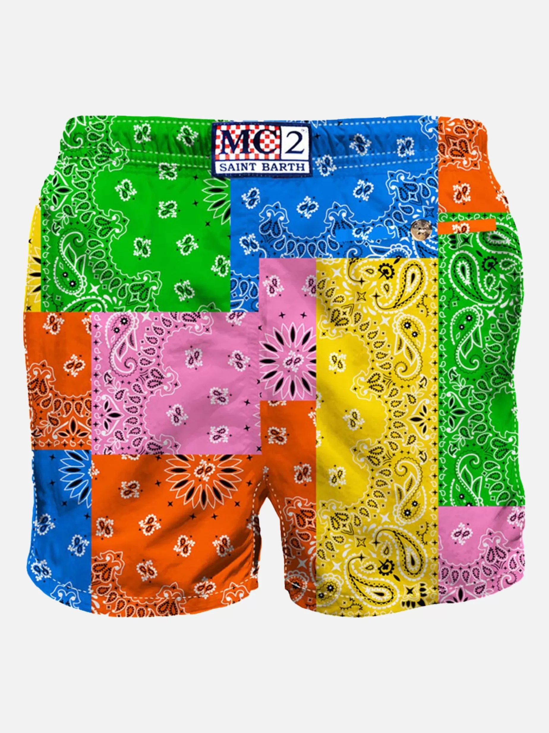 Store Costume da bagno da uomo con stampa bandana multicolore Uomo Costumi Mare Stampati | Tessuto Mano Pesca
